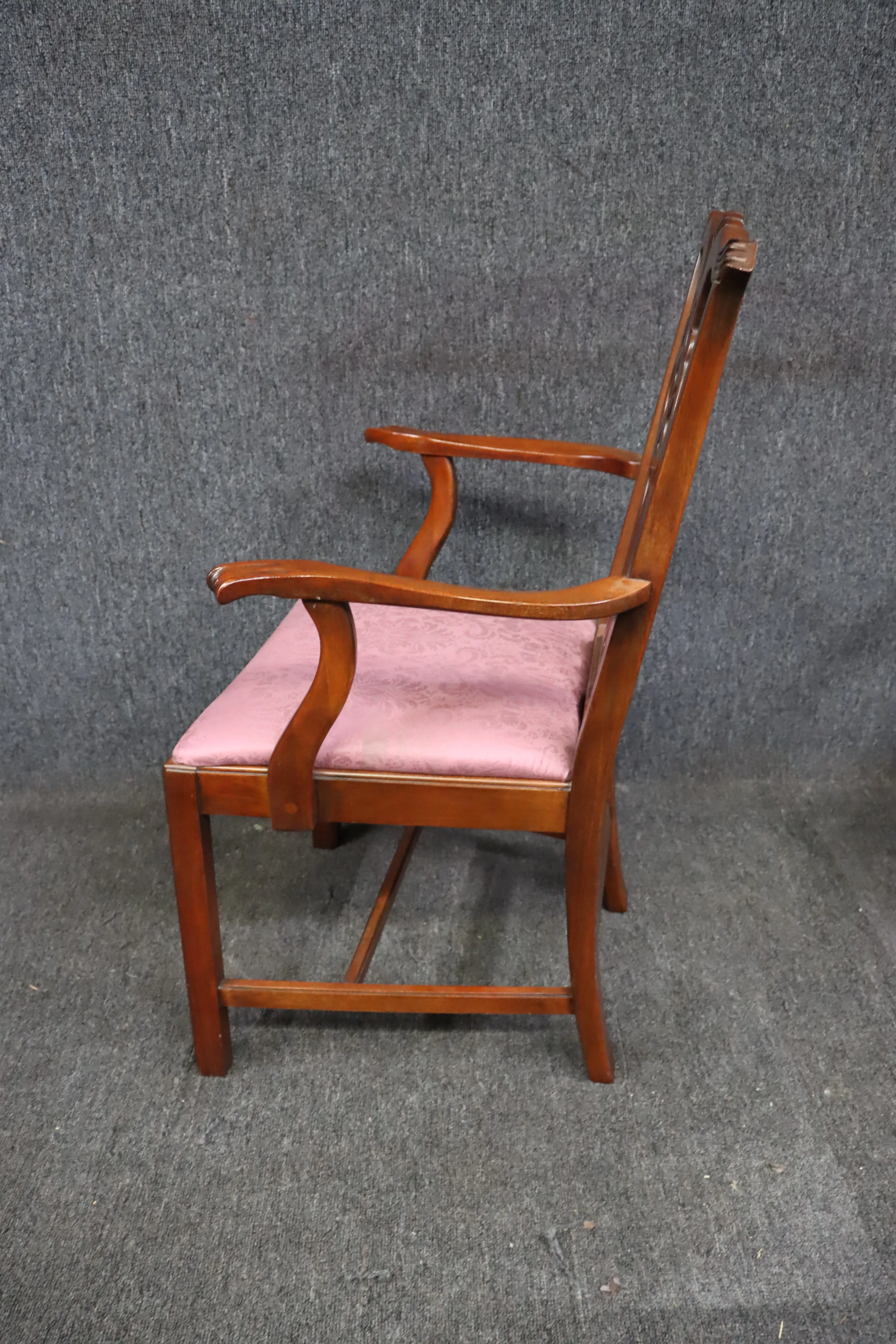 Chippendale Style Mahogany Arm Chairs/Pair