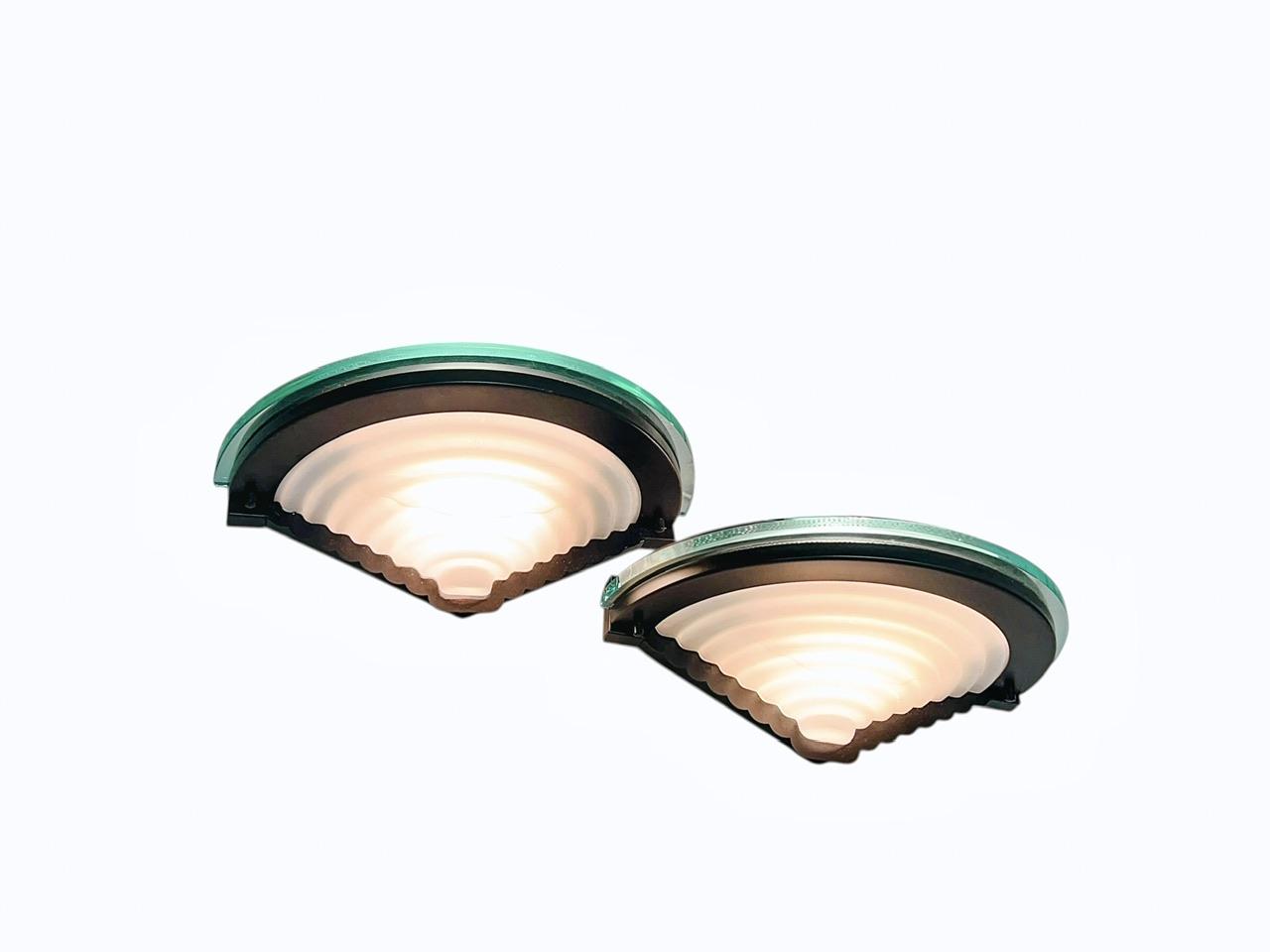 Postmodern Cister Wall Lamps in Stepped Glass from Ikea, 1980s