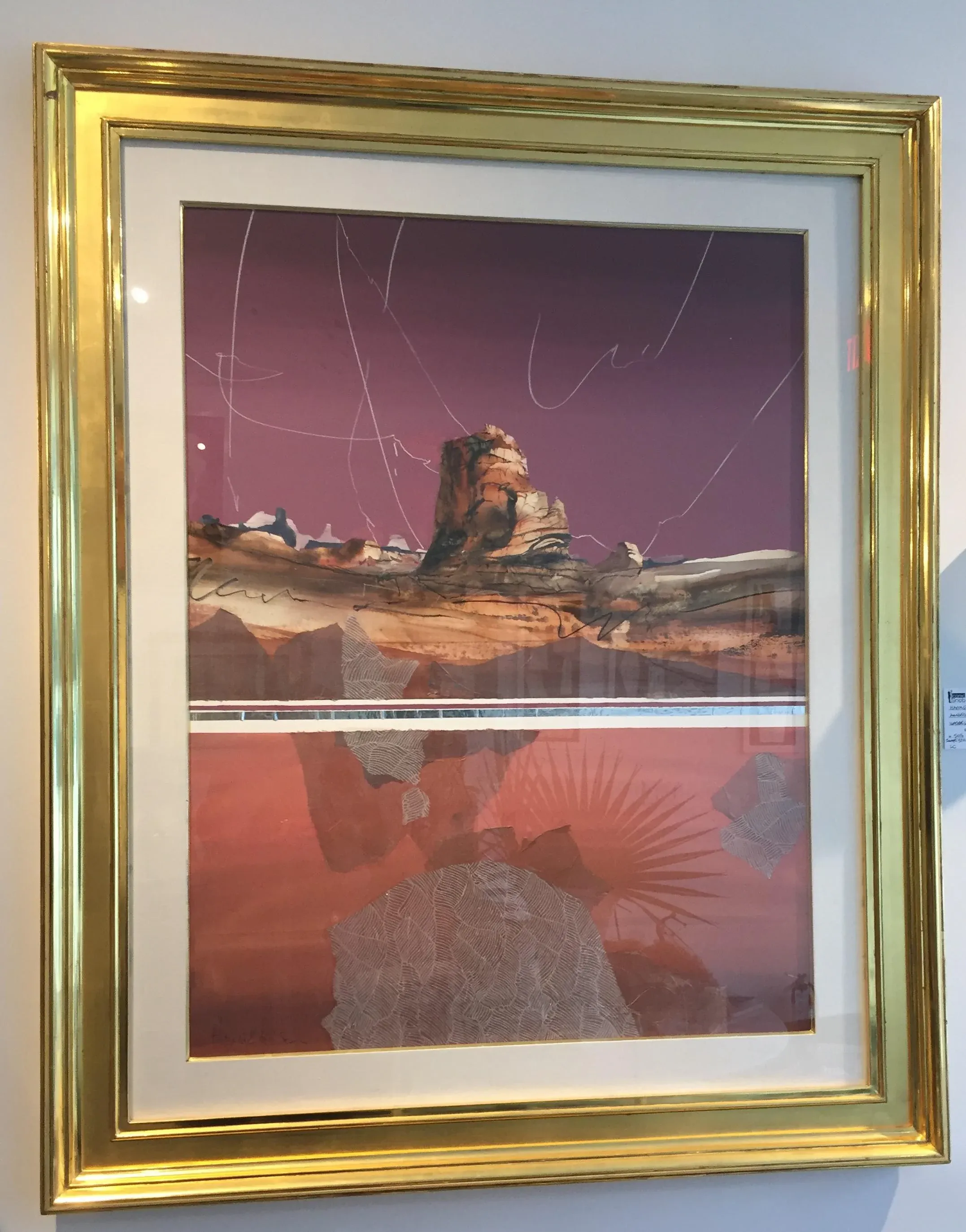 Harold Larsen Watercolor Abstract Landscape in Gilt Frame | Chairish