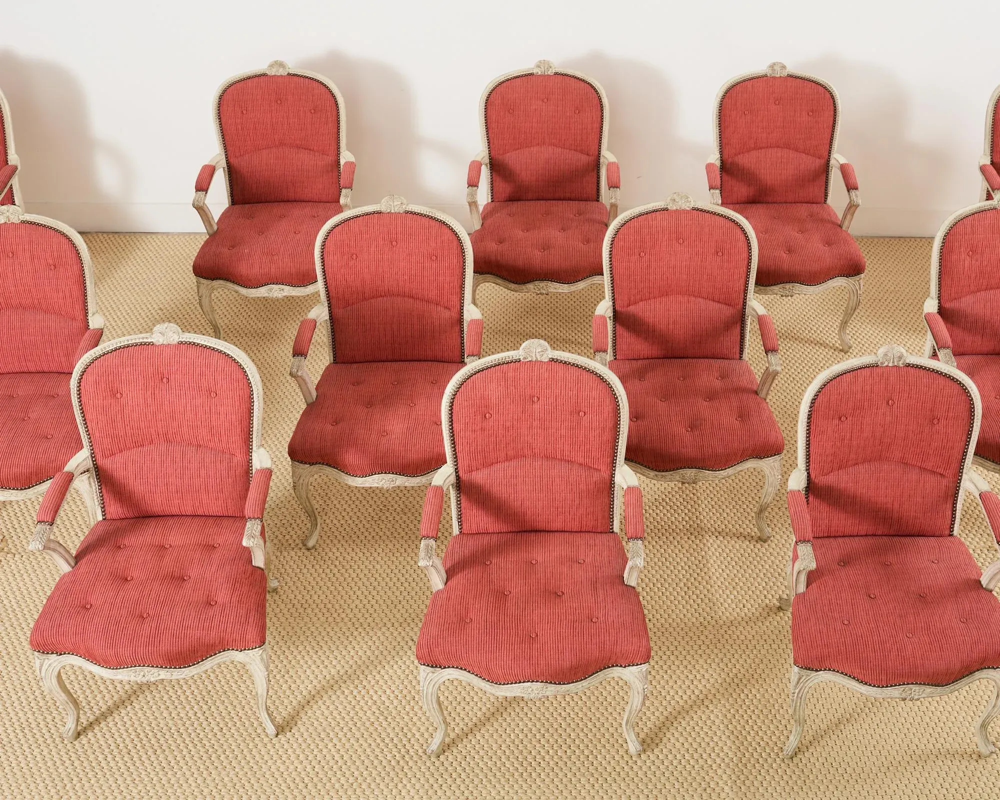 Set of Twelve Country French Provincial Style Painted Dining Chairs