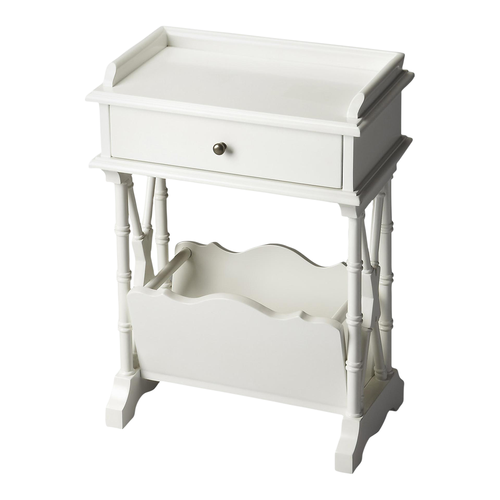 Cummings End Table with Storage, White Chairish