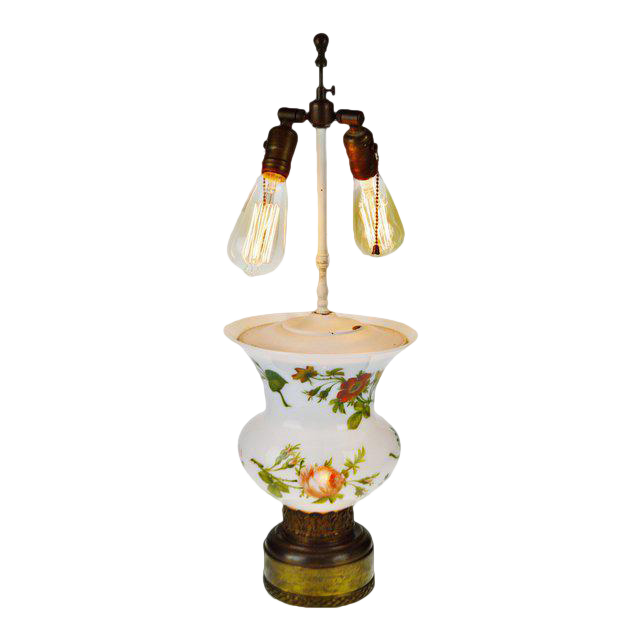 Vintage Victorian Style Hand Painted Milk Glass Vase Table Lamp Chairish