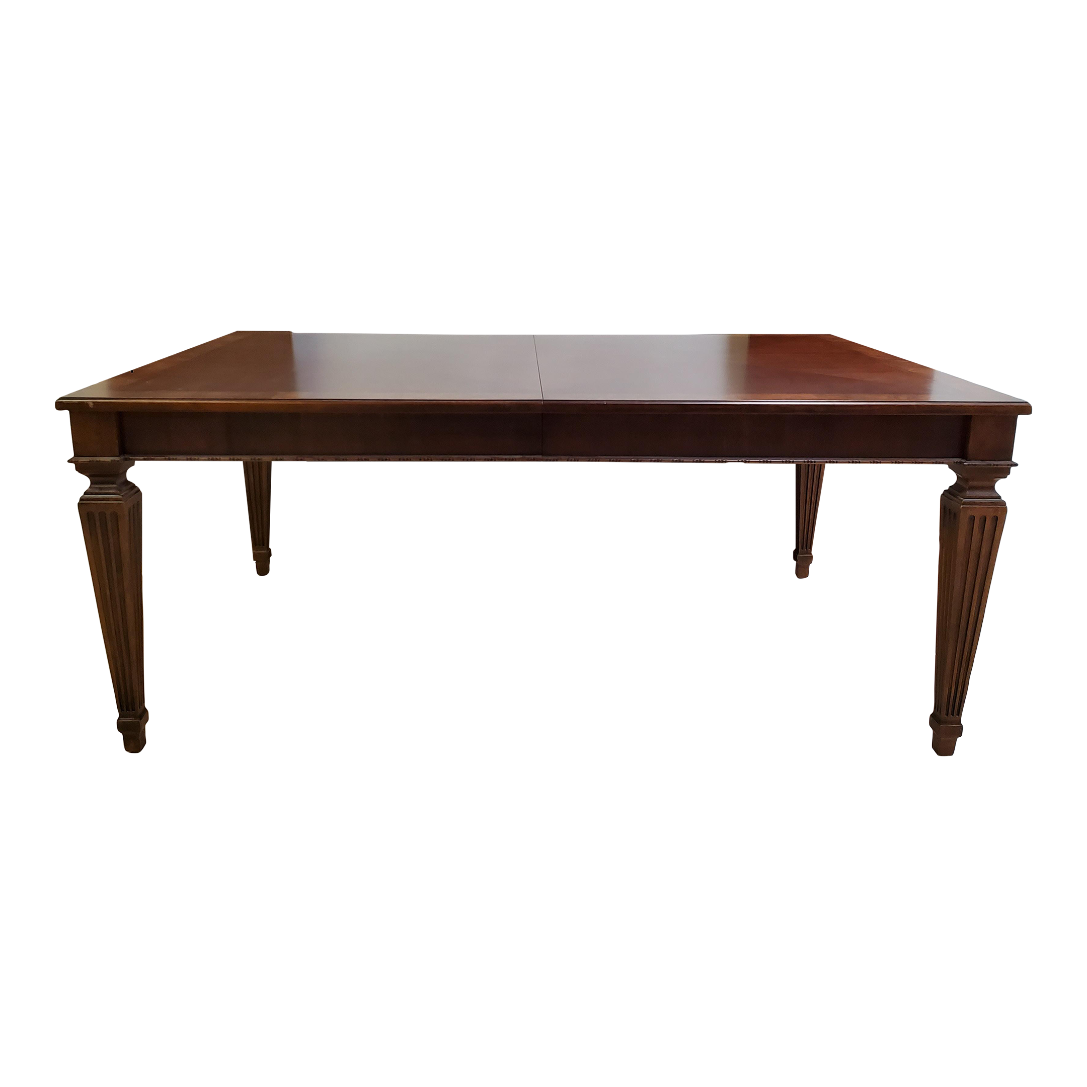 1990s Vintage Ethan Allen Townhouse Burlwood Banquet Style Dining Room