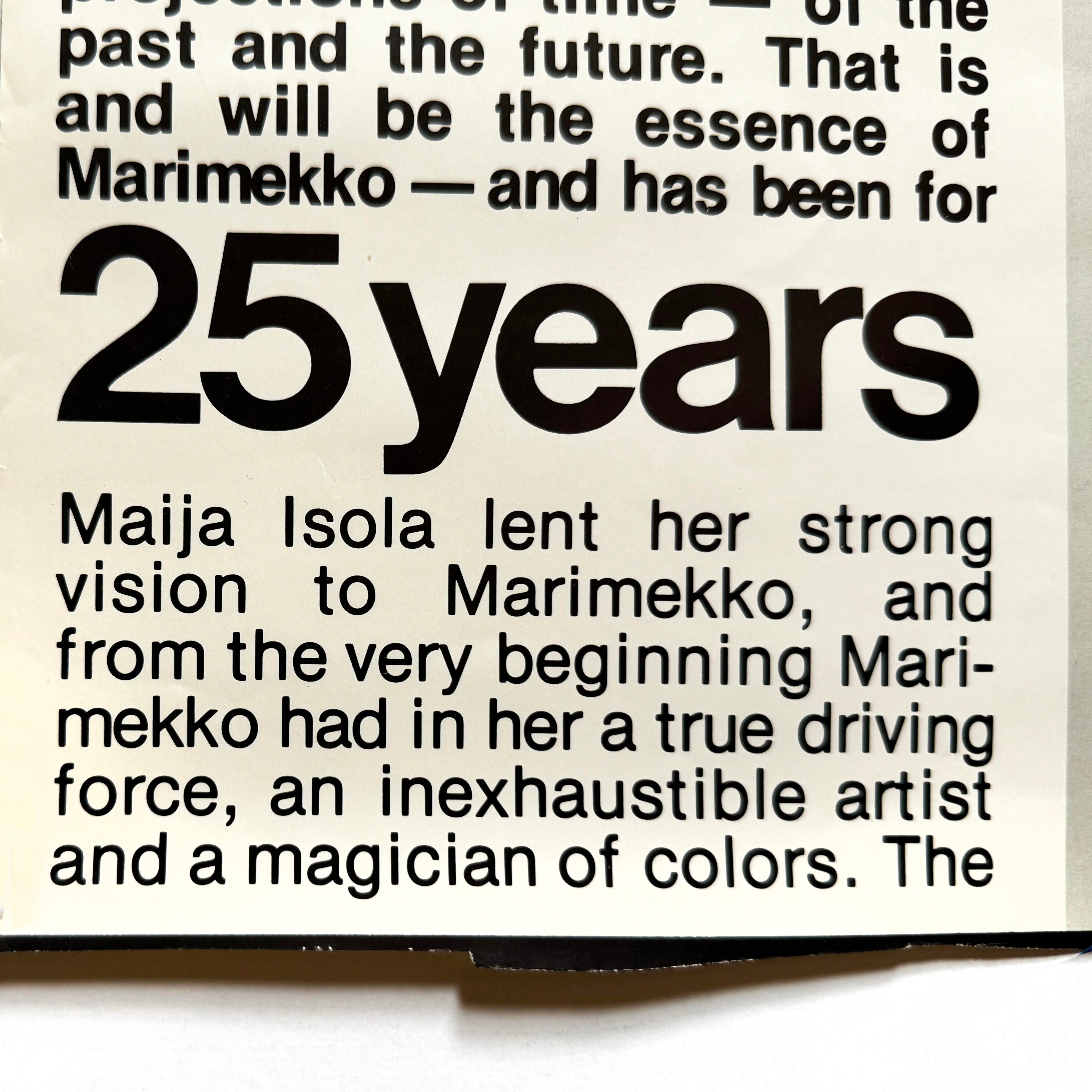 1970s 25th Anniversary Marimekko Poster With Maija Isola | Chairish