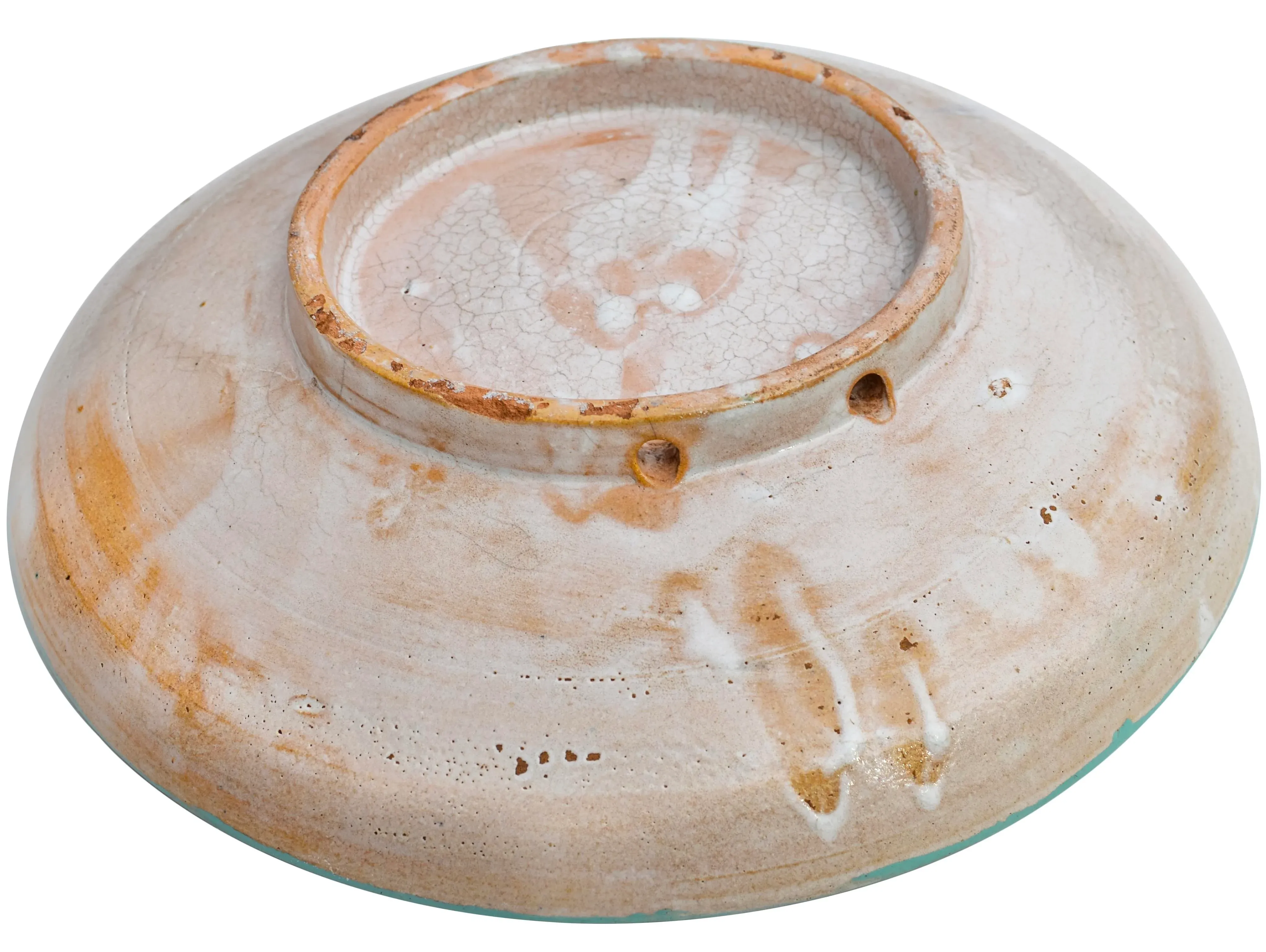 Mid 20th Century Teal & Orange Andalusian-Patterned Ceramic Plate