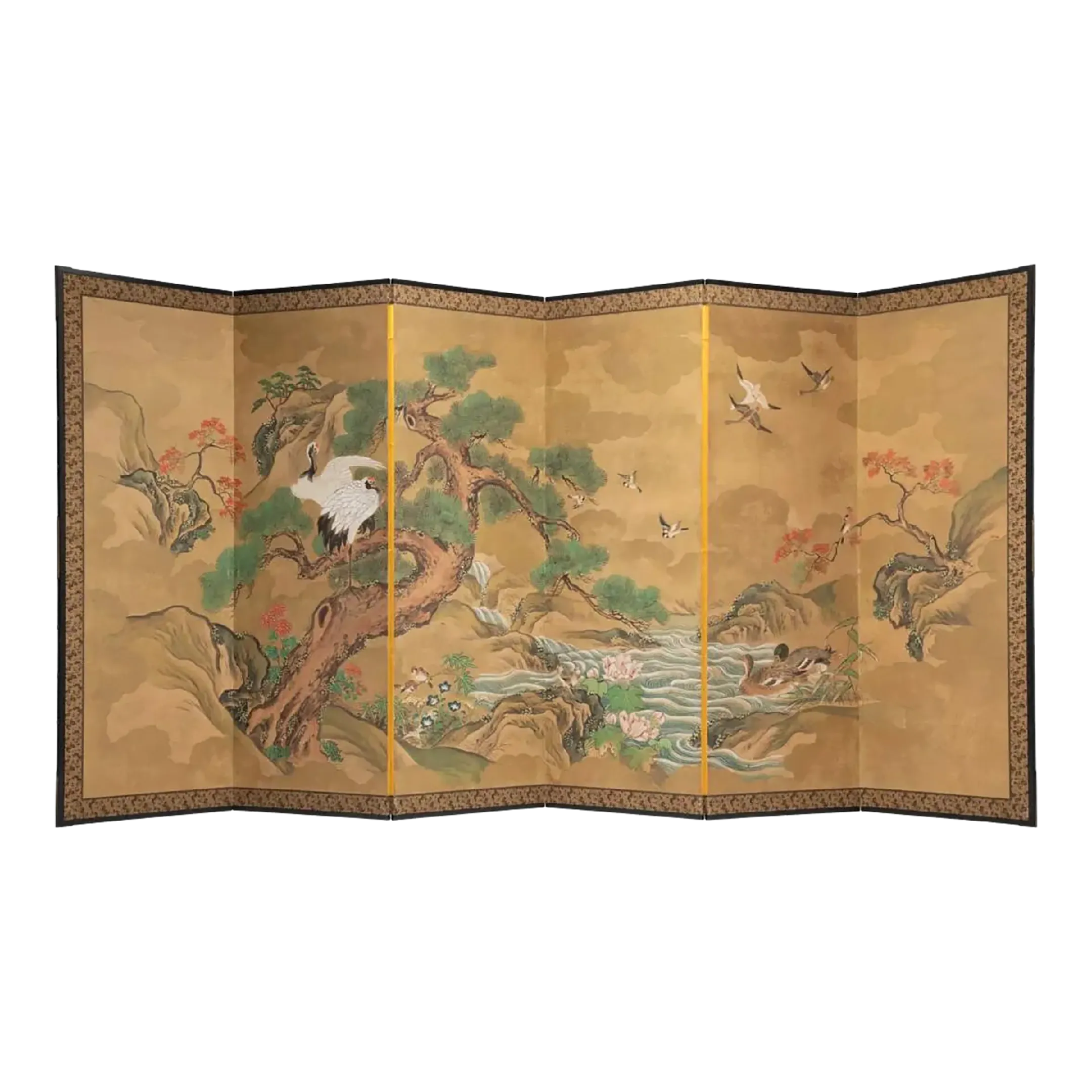 20th Century Japanese Six Panel River Screen