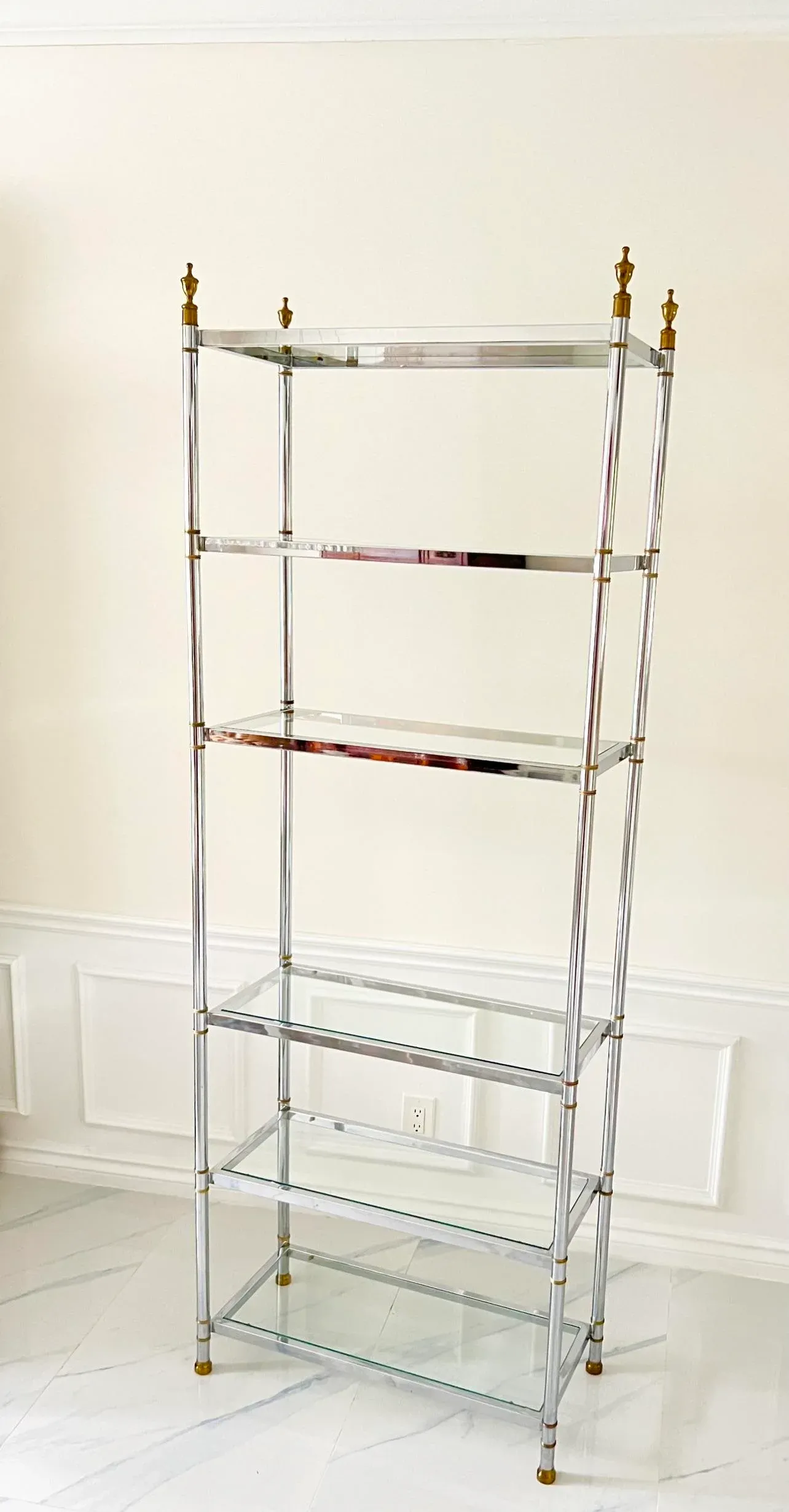 Vintage 70s Maison Jansen French Hollywood Regency Two-Tone Chrome