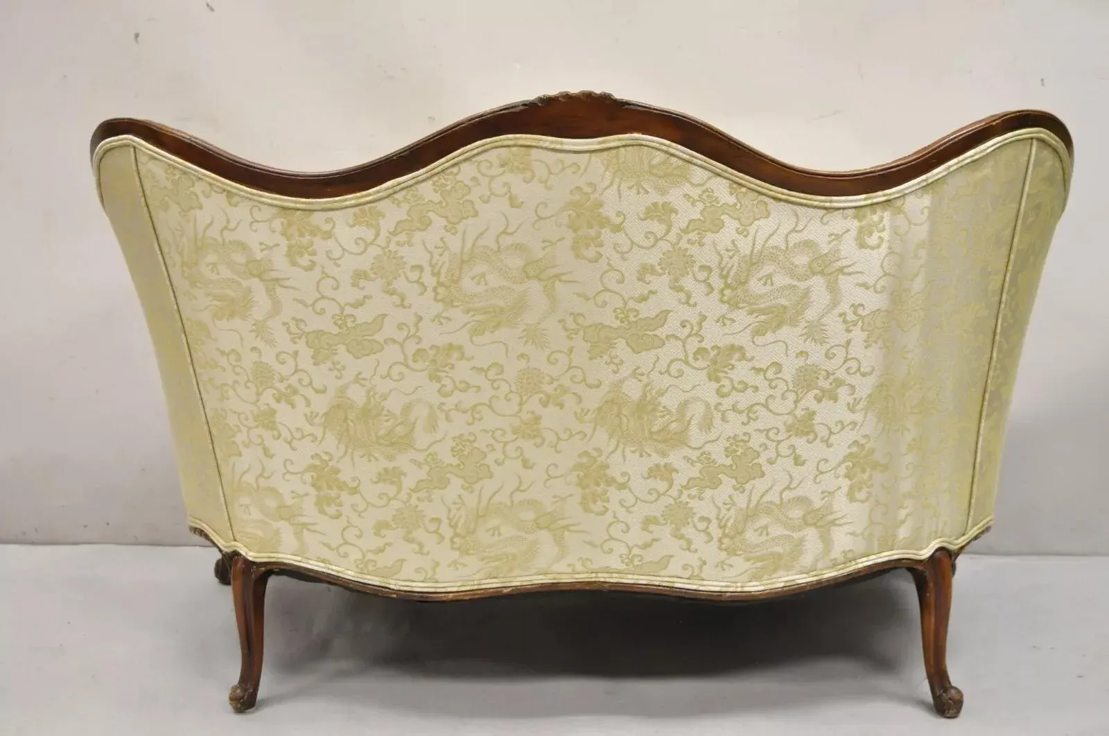 Early 20th Century Antique French Louis XV Style Carved Walnut Serpentine Settee Sofa Loveseat