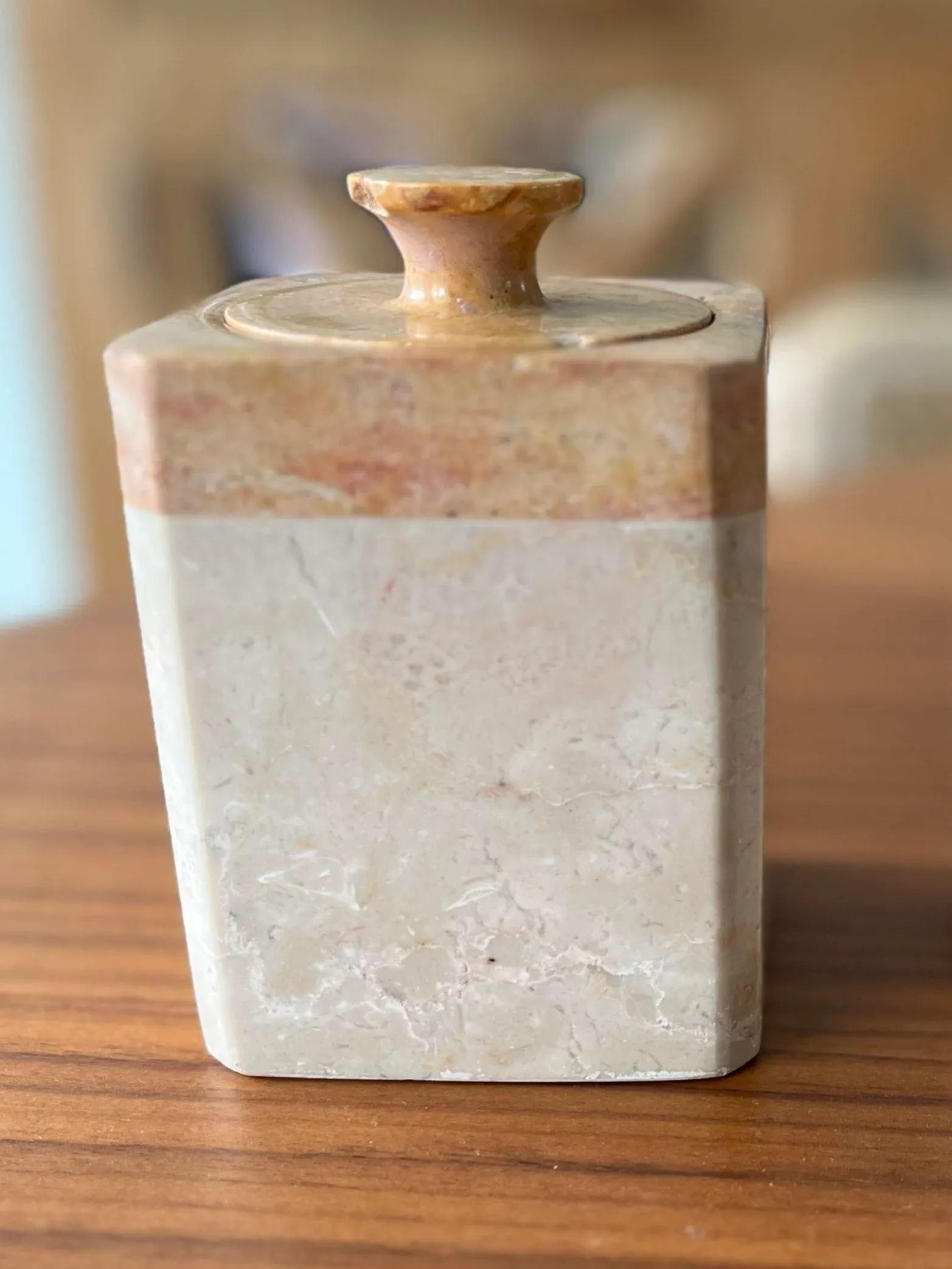 organic tobacco tea 1980s Organic Modern Lidded Stone Tea or Tobacco Canisters-Set of 2