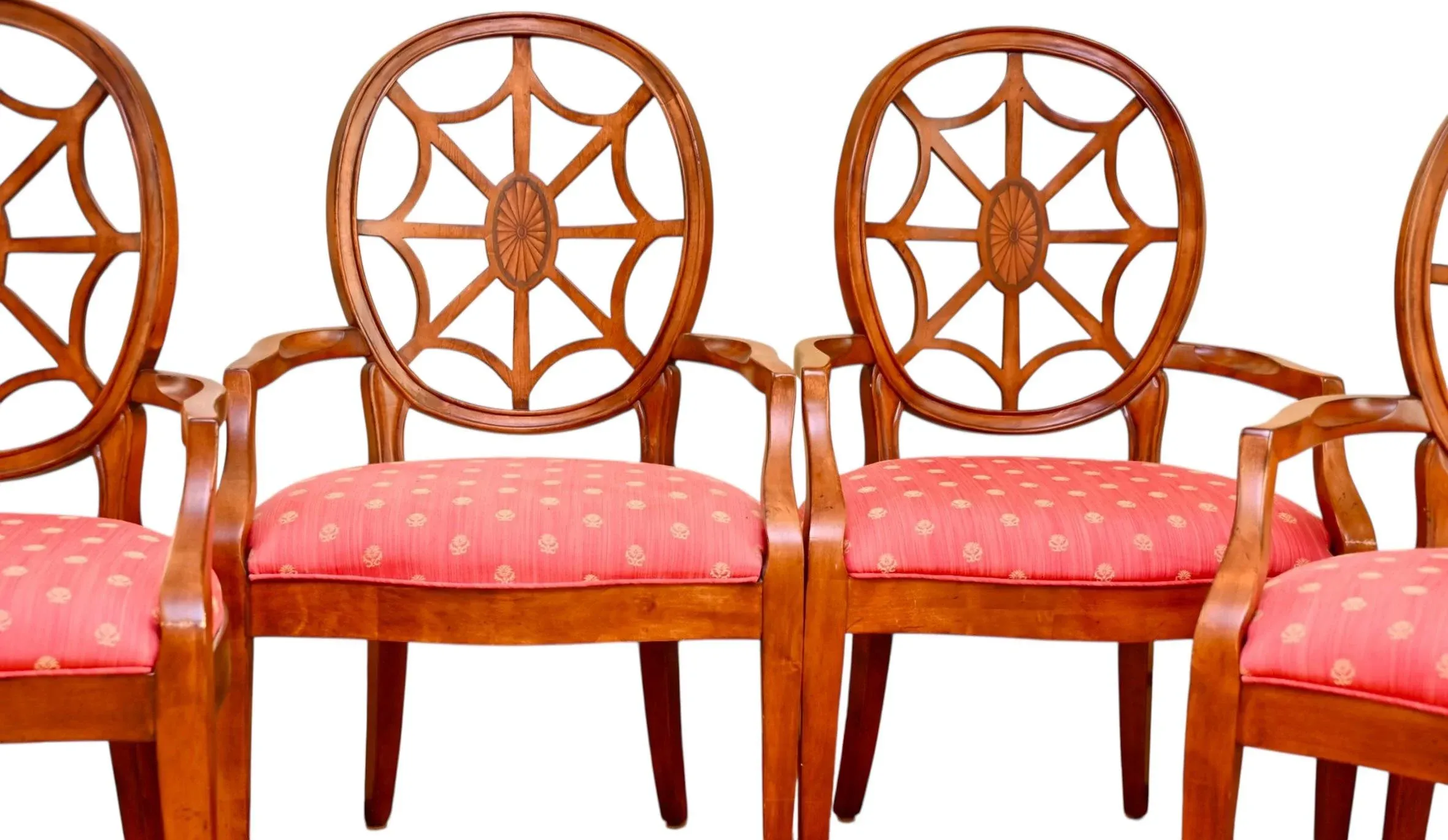 Late 20th Century Ethan Allen Spider Back Arm Chairs - Set of 4