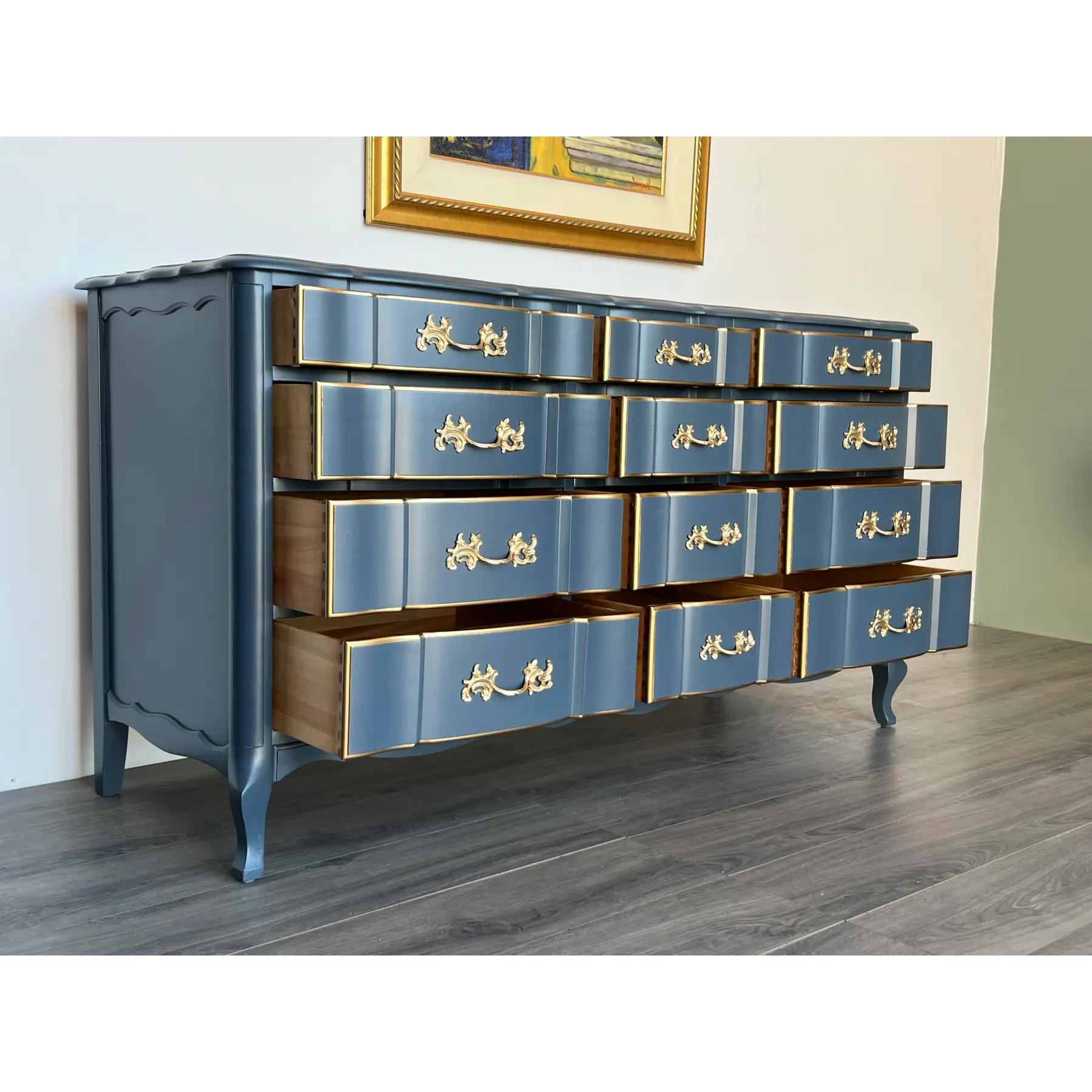 french provincial blue dresser Large French Country Dresser ~ solid tiger oak antique dresser done in –  Reincarnated with Love