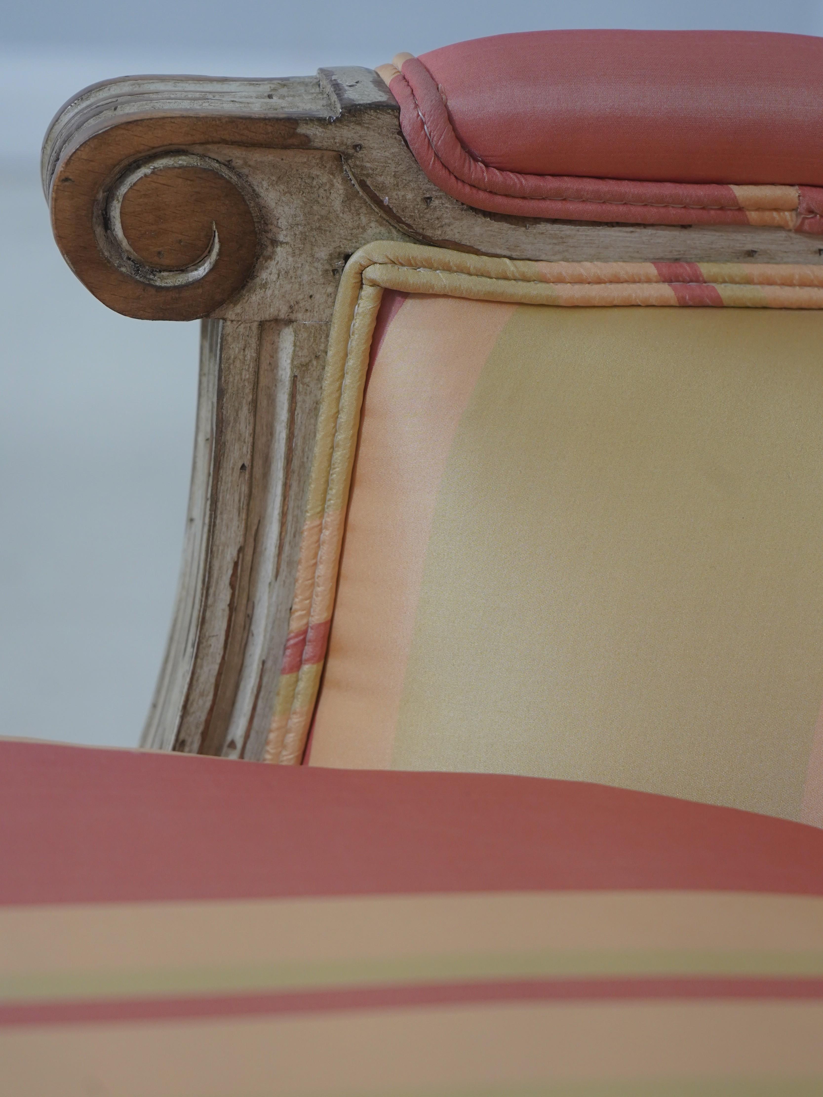 Pair Baker French Louis XVI Upholstered Bergere Chairs