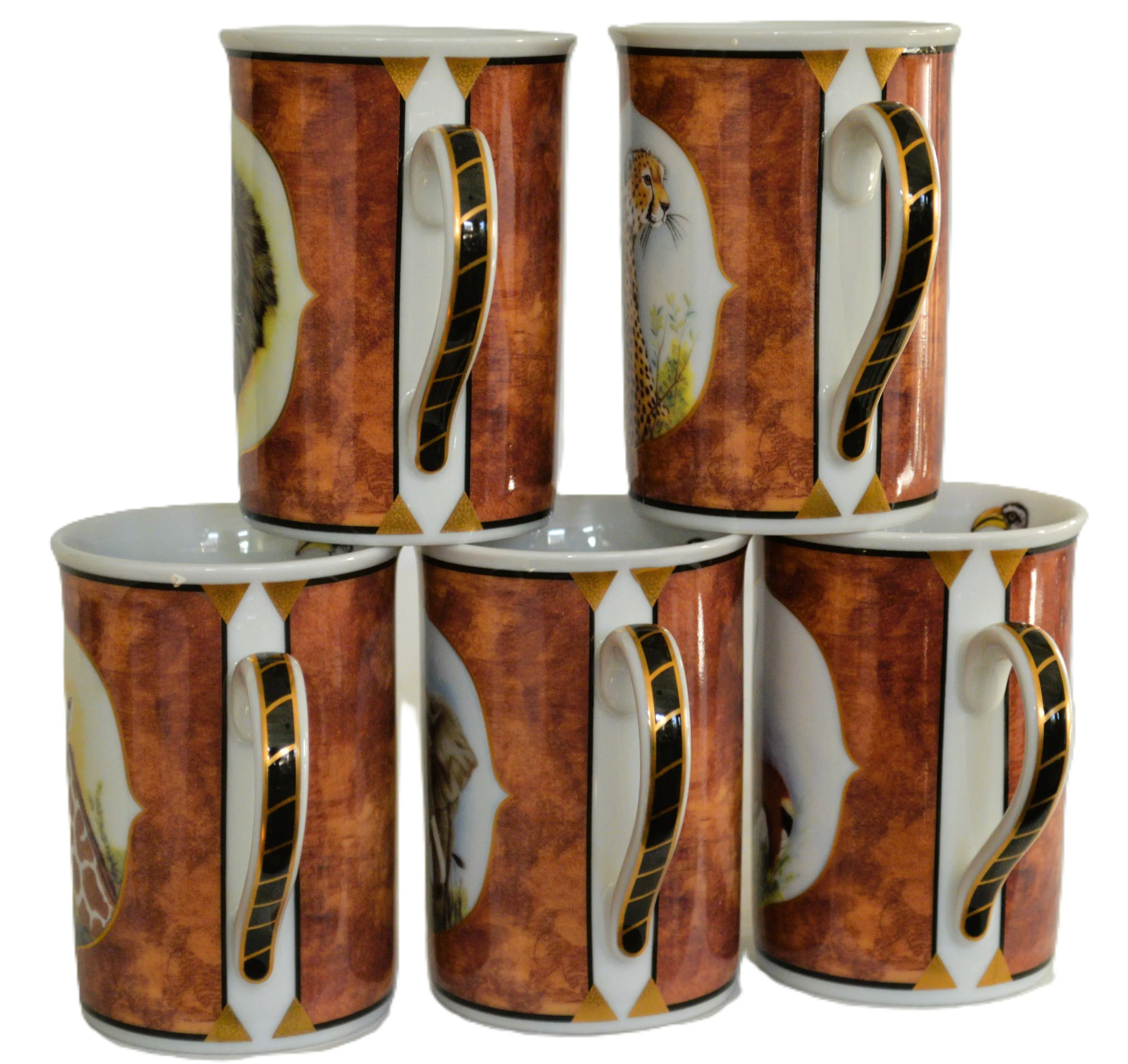 Lynn Chase African Portraits 24k Trim Coffee Mugs- Set of 5 | Chairish