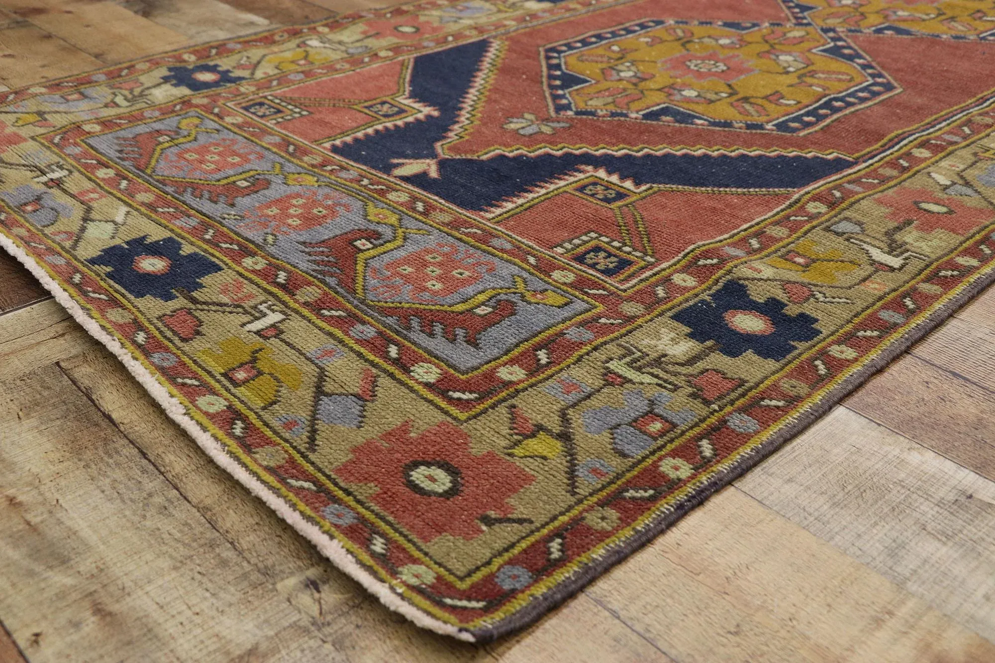 Vintage Turkish Oushak Hallway Runner - 03\'04 X 09\'02