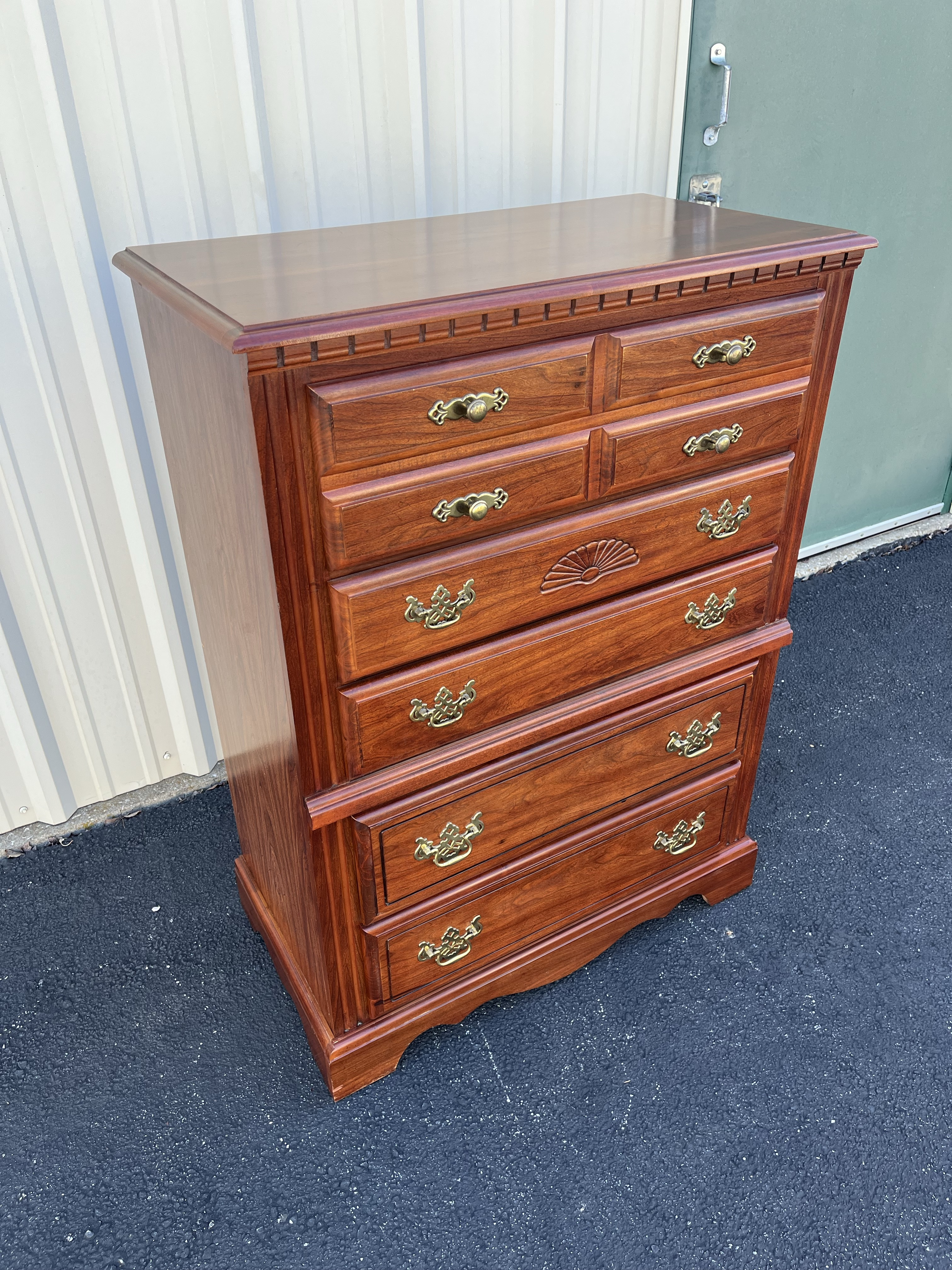 Broyhill Cherry 5-Drawer Tall Chest of Drawers | Chairish