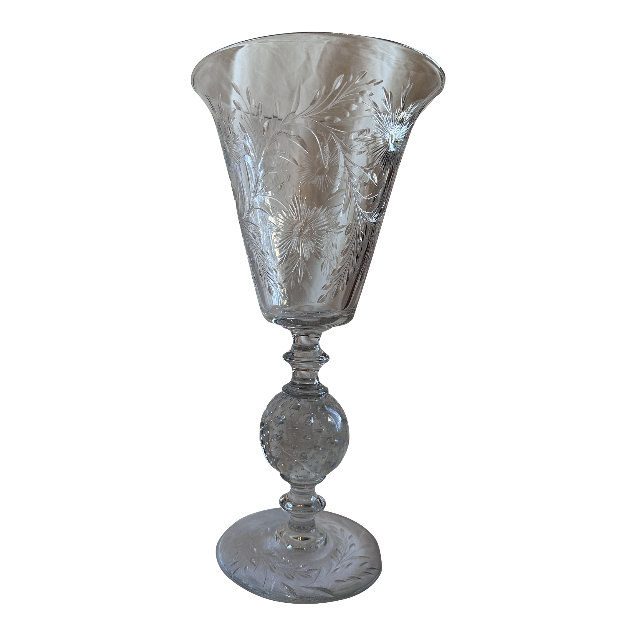 1940s Tall Crystal VShaped Pedestal Vase Chairish