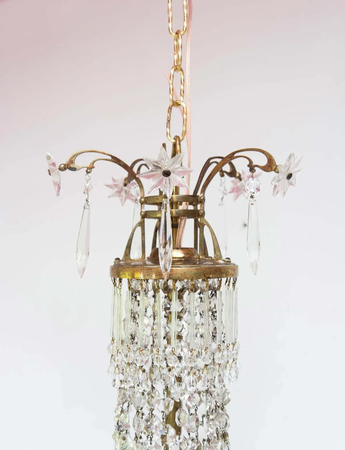 Large Art Nouveau Swedish Glass Chandelier, 1890s