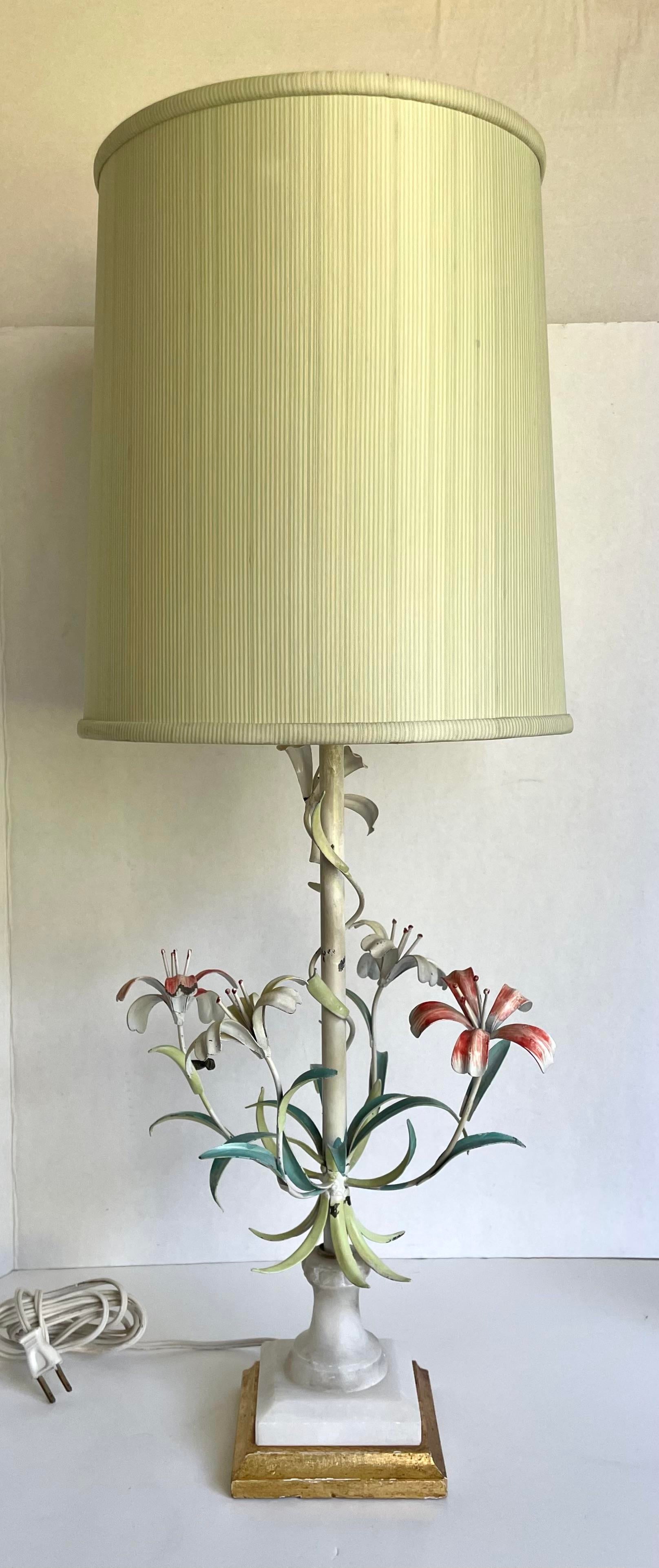 Louis Vuitton Hand Painted Tole Lamp and Shade