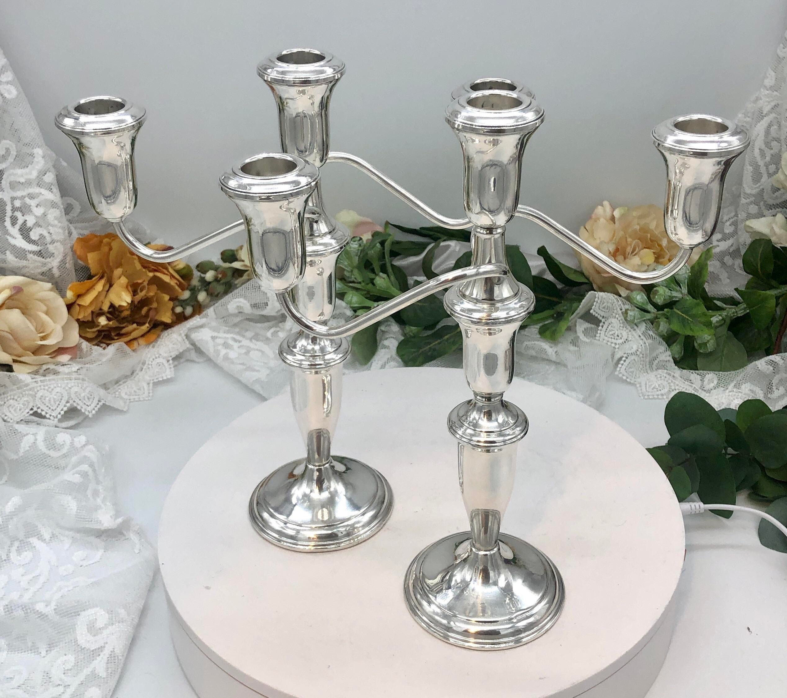 Sterling Silver Candelabras Reed Barton Tall 3 Arm Candle