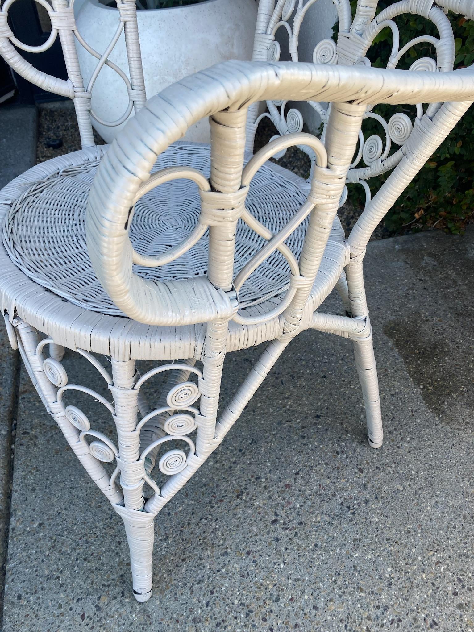 Mid 20th Century Vintage Painted Wicker Chair | Chairish