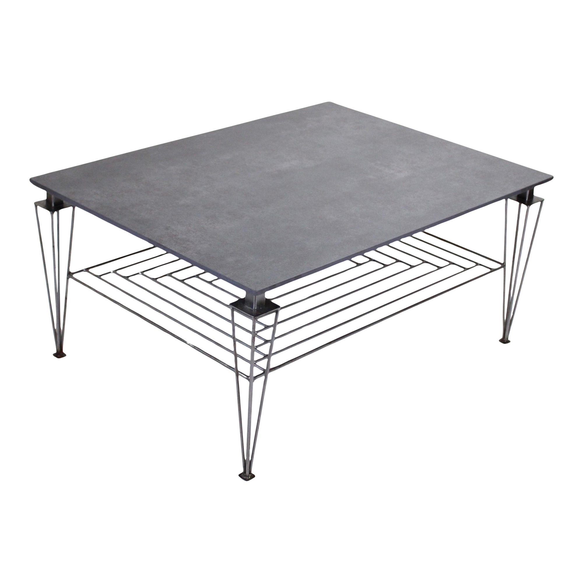 1980s Vintage Custom Artist Made Art Deco Architectural Steel Coffee