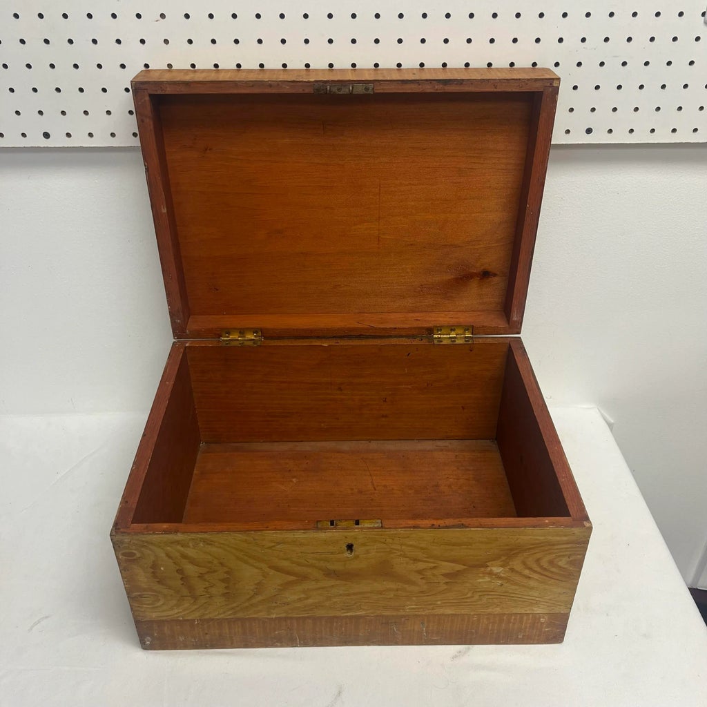 Early 1900s Antique Grain Painted Wood Box | Chairish
