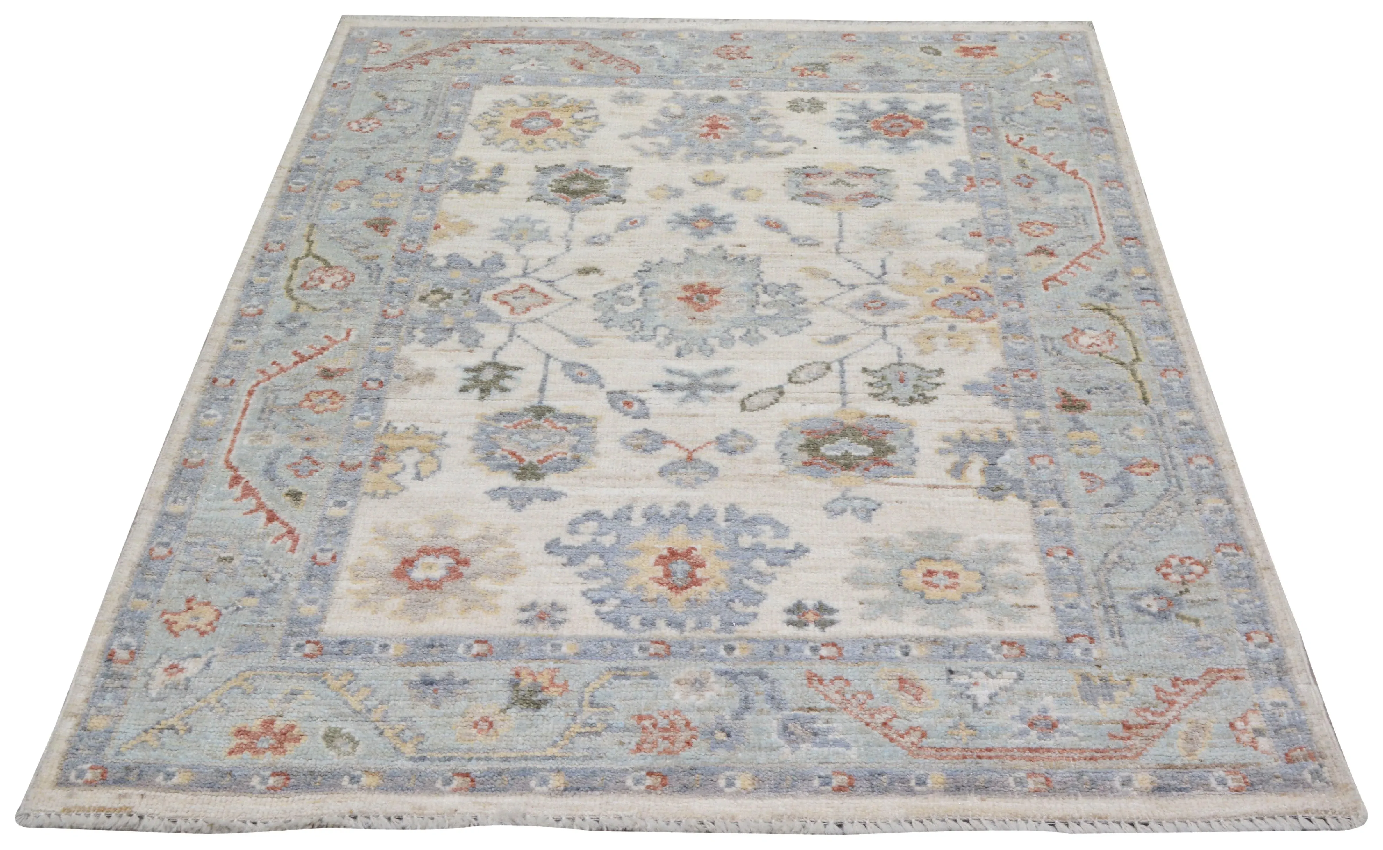 Turkish Oushak Hand Knotted Wool Rug, 4\'1\