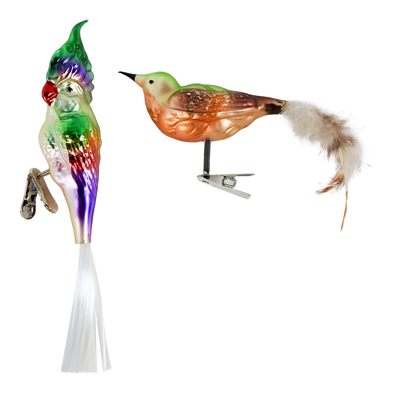 Vintage Blown Glass Bird & Cockatoo Christmas Tree Clip on Ornaments a Pair Chairish