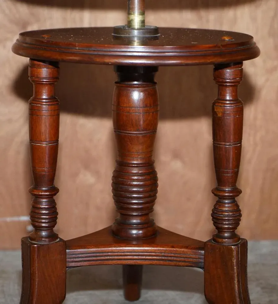 Victorian Mahogany Height Adjustable Piano Stool with Decorative Base