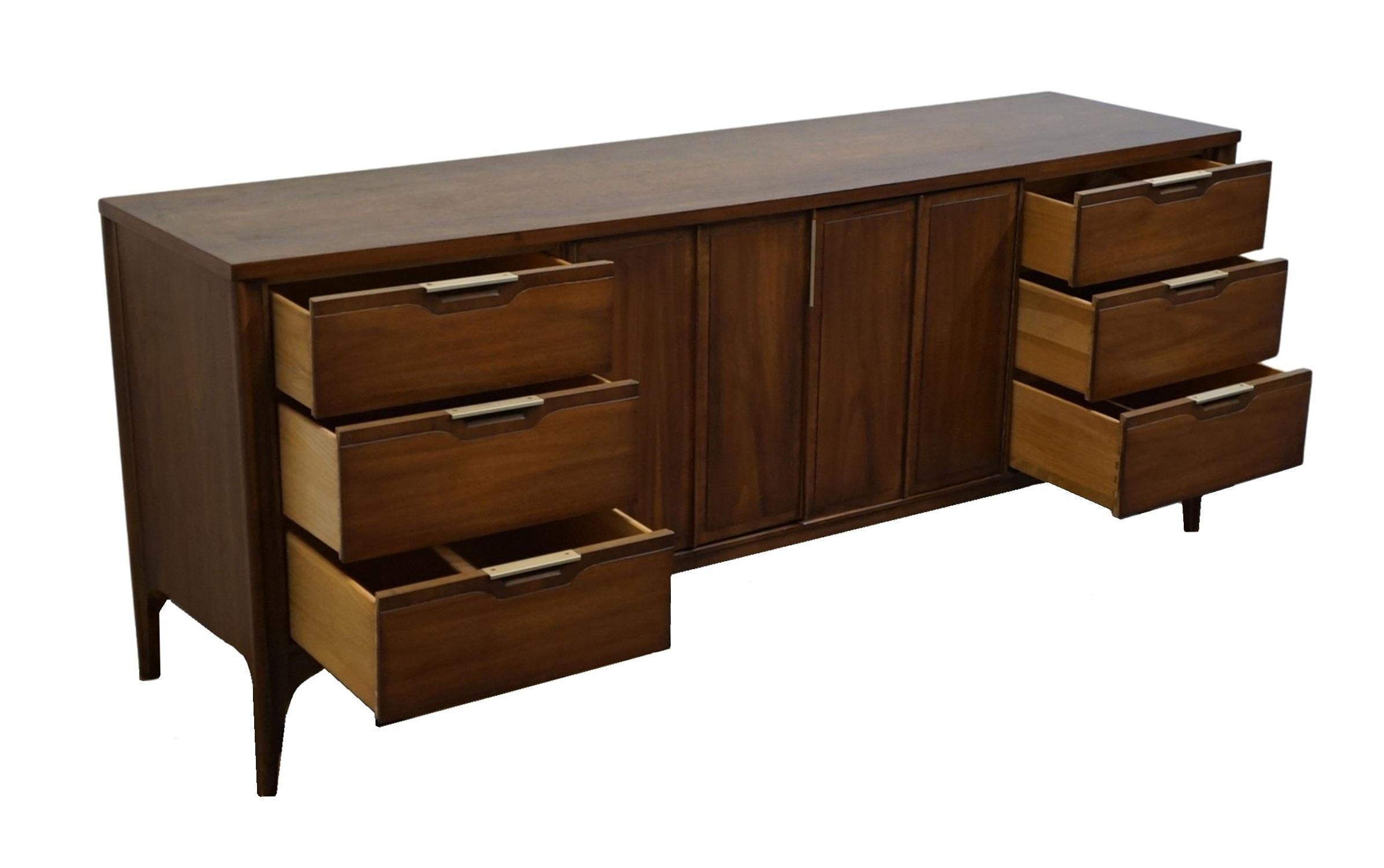 Kent Coffey Solid Walnut MCM Mid Century Modern 76\" Triple Dresser 7702