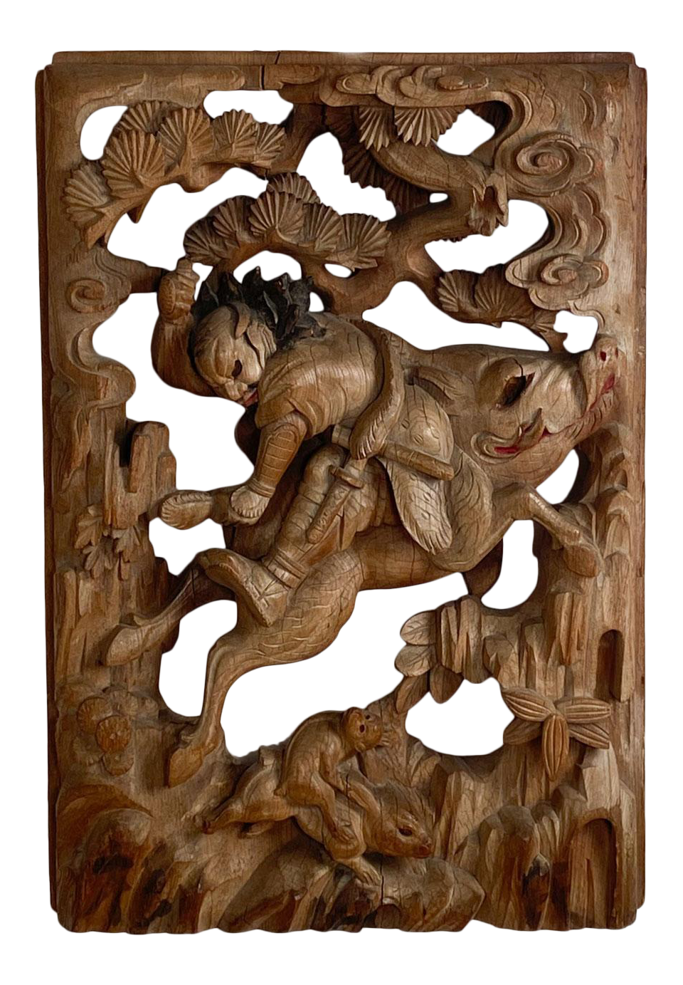 ムラバヤシケンジ wood carving art「ハンギングフィッシュ」 Japanese Vintage Art Sculpture Handmade Wood Carving Gold