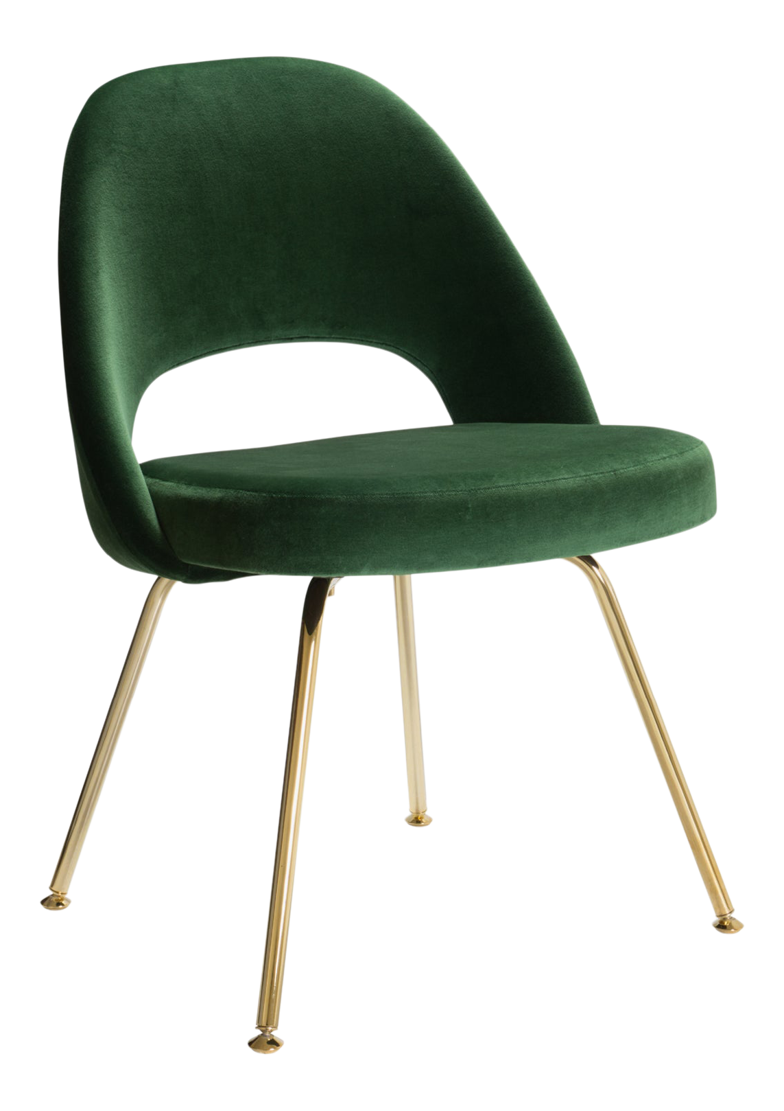 Saarinen Executive Armless Chairs in Emerald Velvet, 24k Gold Edition