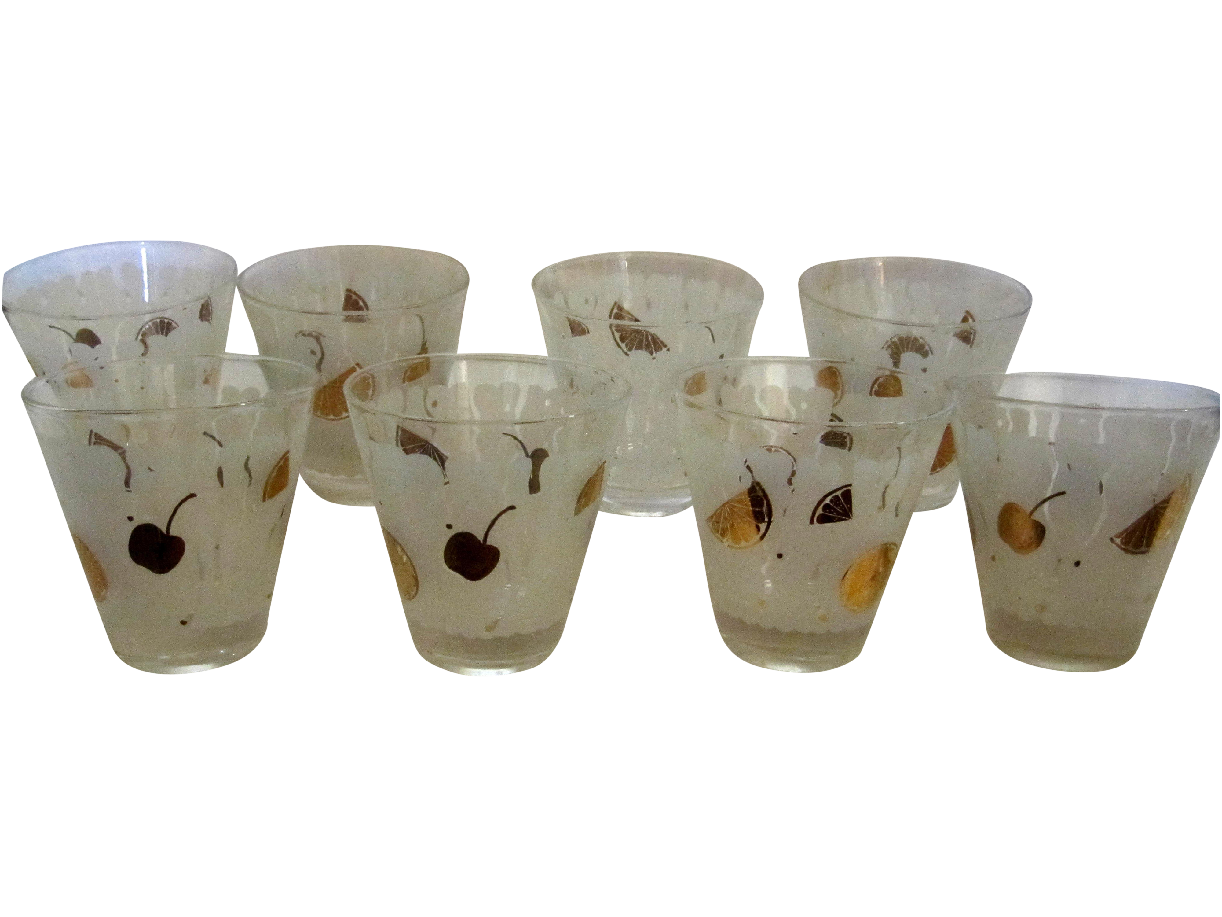 MidCentury Gold & White Juice Glasses Set of 8 Chairish