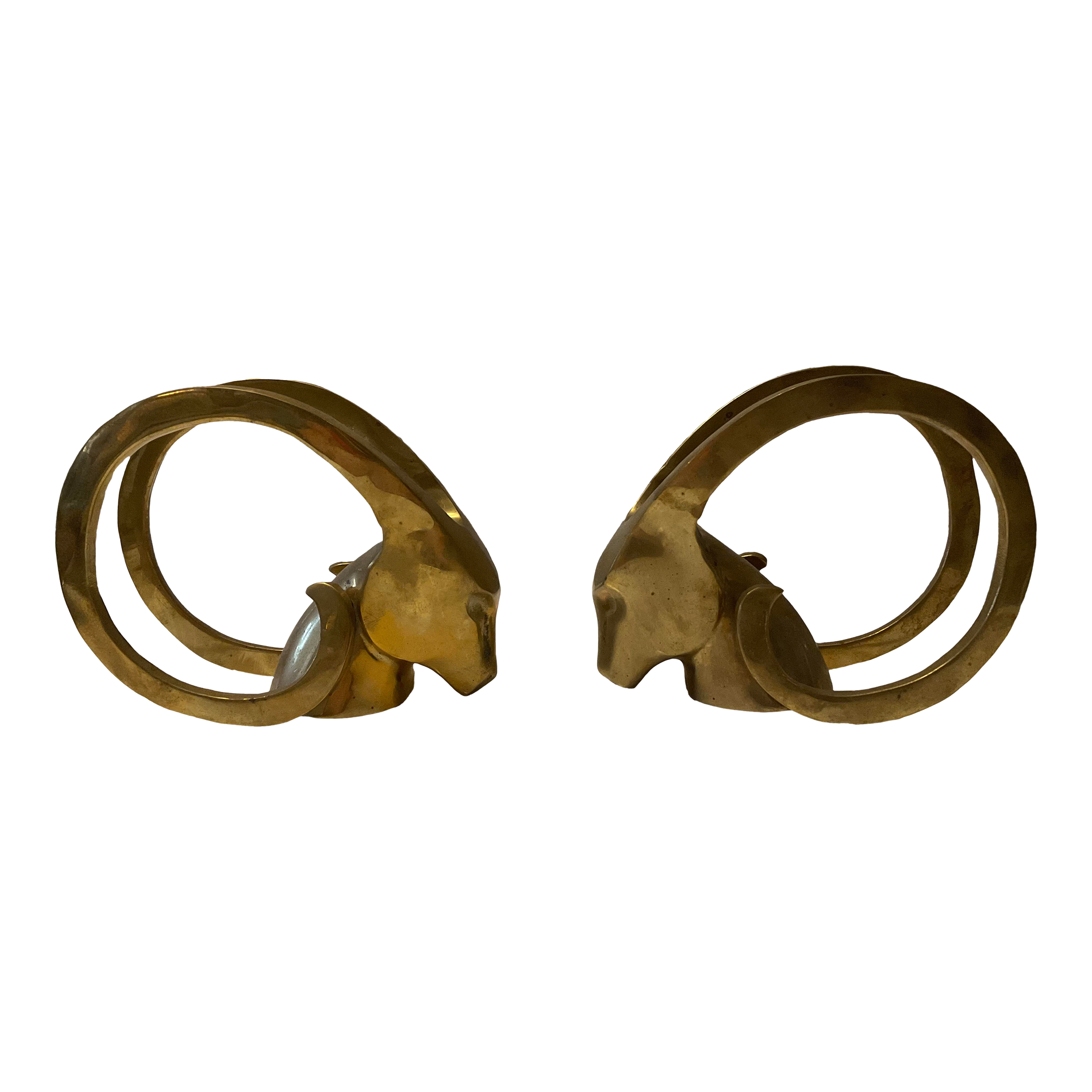Mid Century Brass Large Ram or Ibex Head Bookends a Pair Chairish