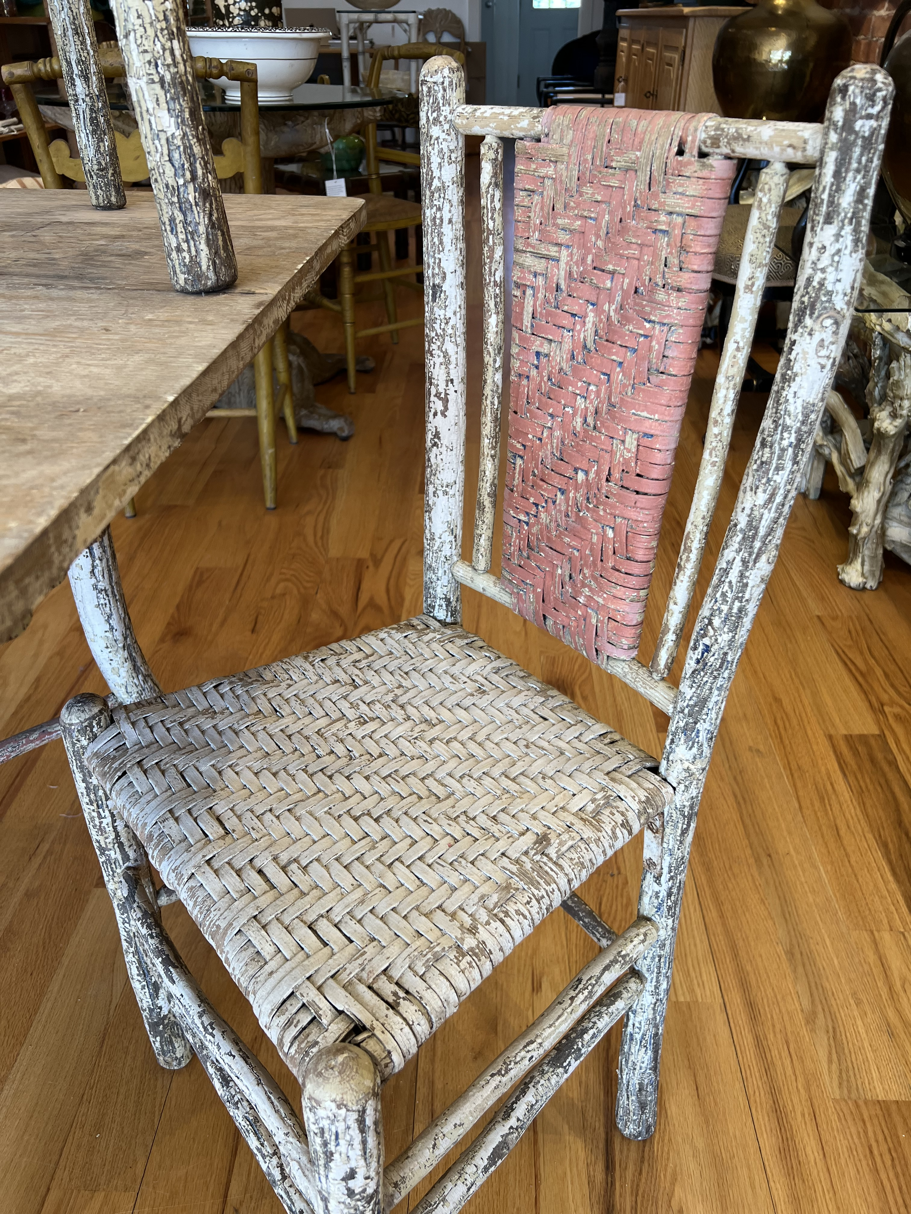 Early 1900s Rustic Hickory Dining Table and Chairs Set by Old
