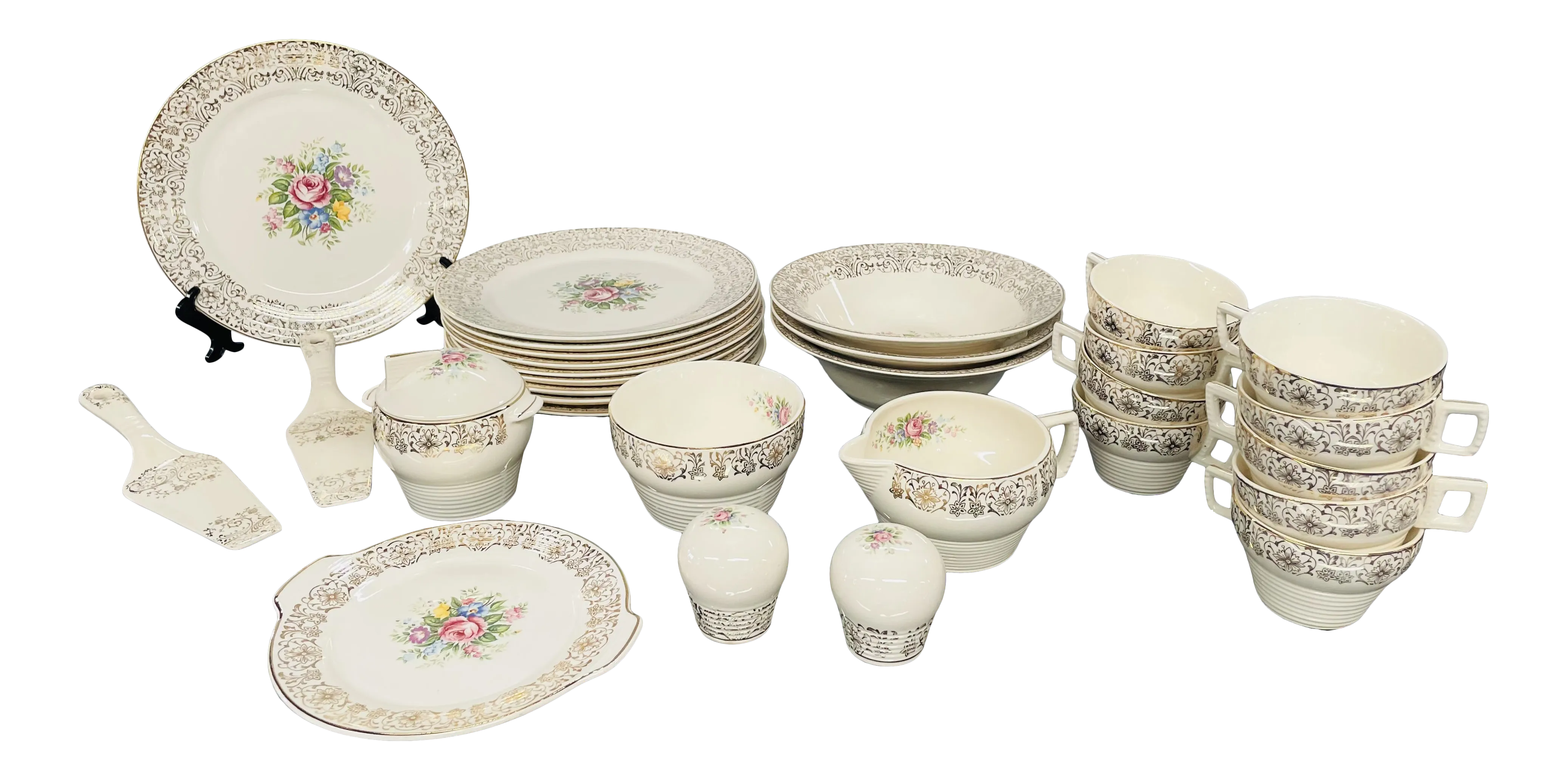 Triumph Limoges Usa. “Rosalie” Stamped With 22k Gold Trim, Set of