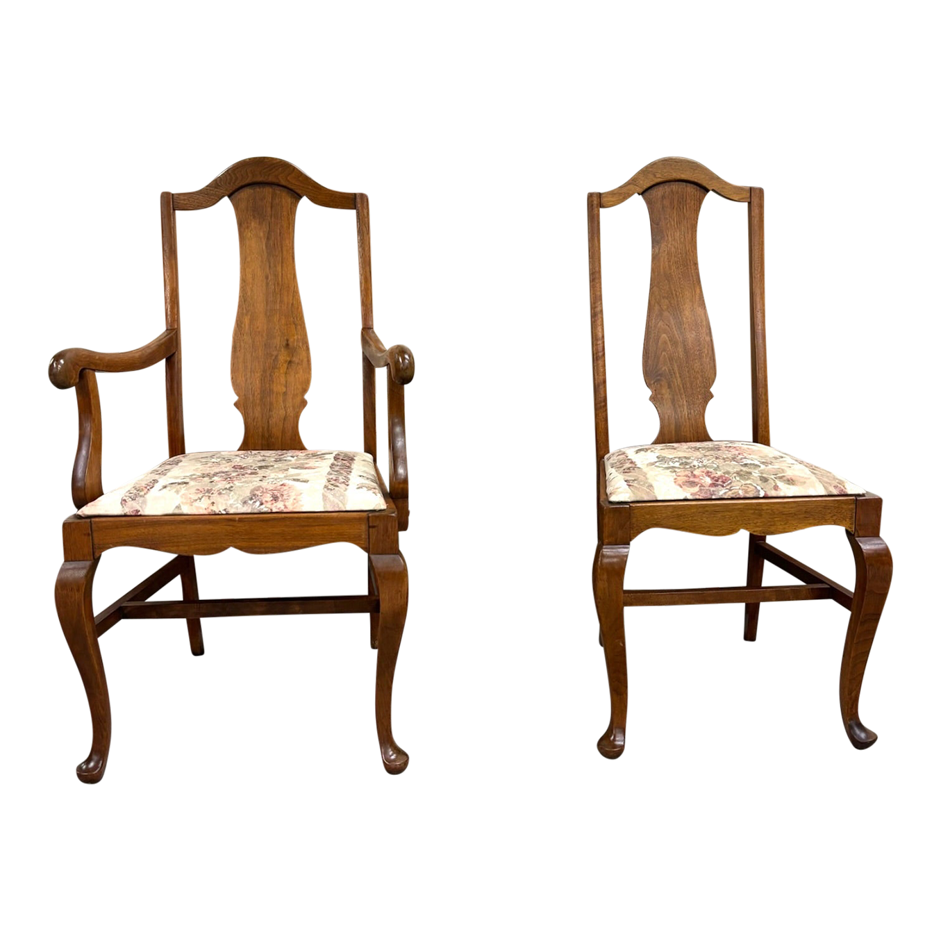 Vintage Queen Anne Style Dining Chairs - Set of 6 | Chairish