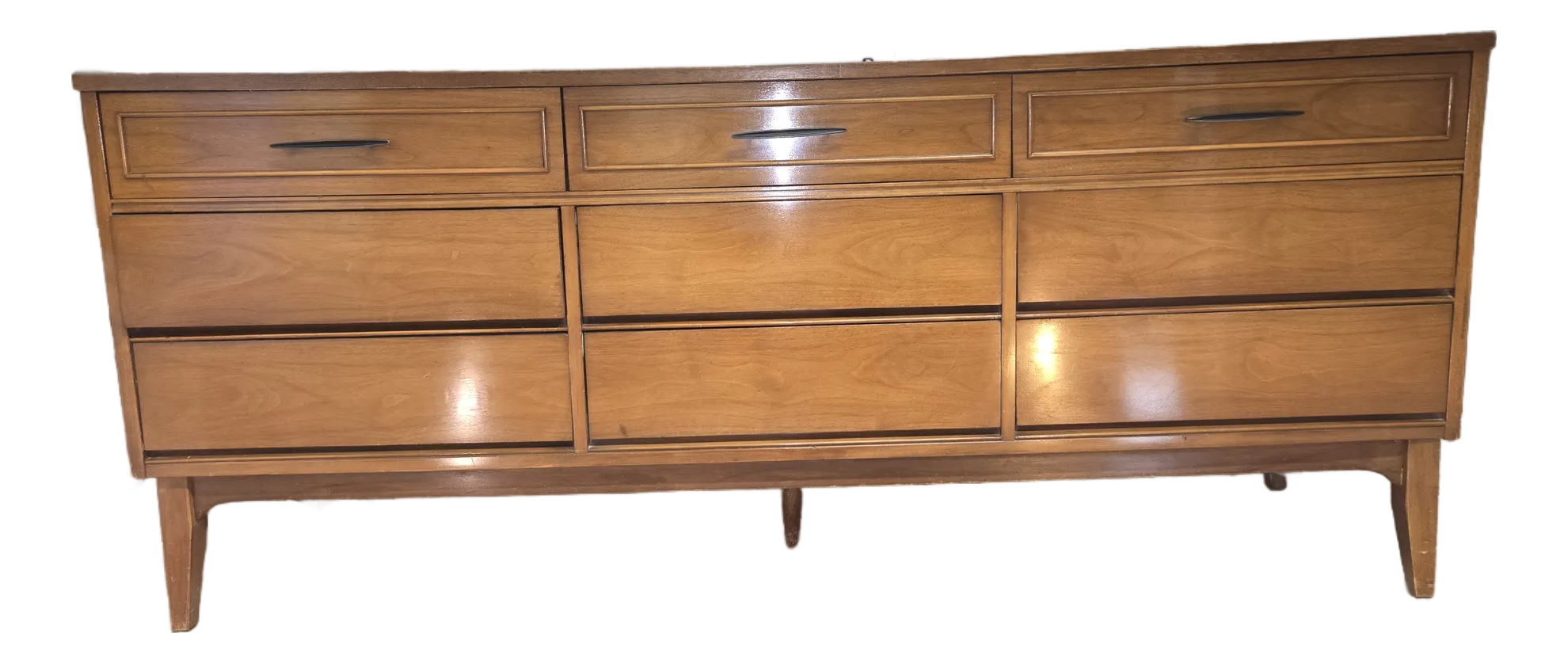 1960s Walnut Mid Century Modern Dresser Attributed to Dixie Furniture Co