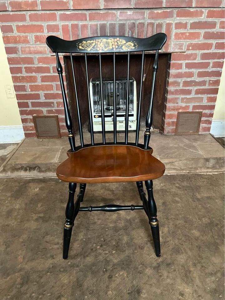 Mid 20th Century Vintage L Hitchcock Stenciled Fan Top Windsor