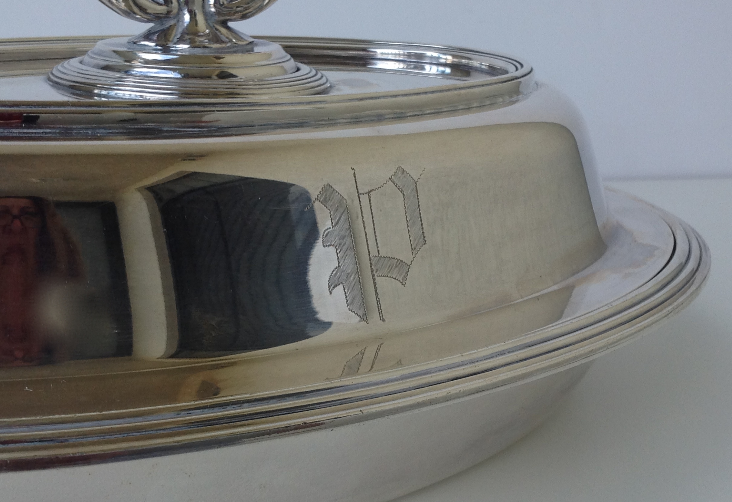 Antique silver serving dish with lid best sale