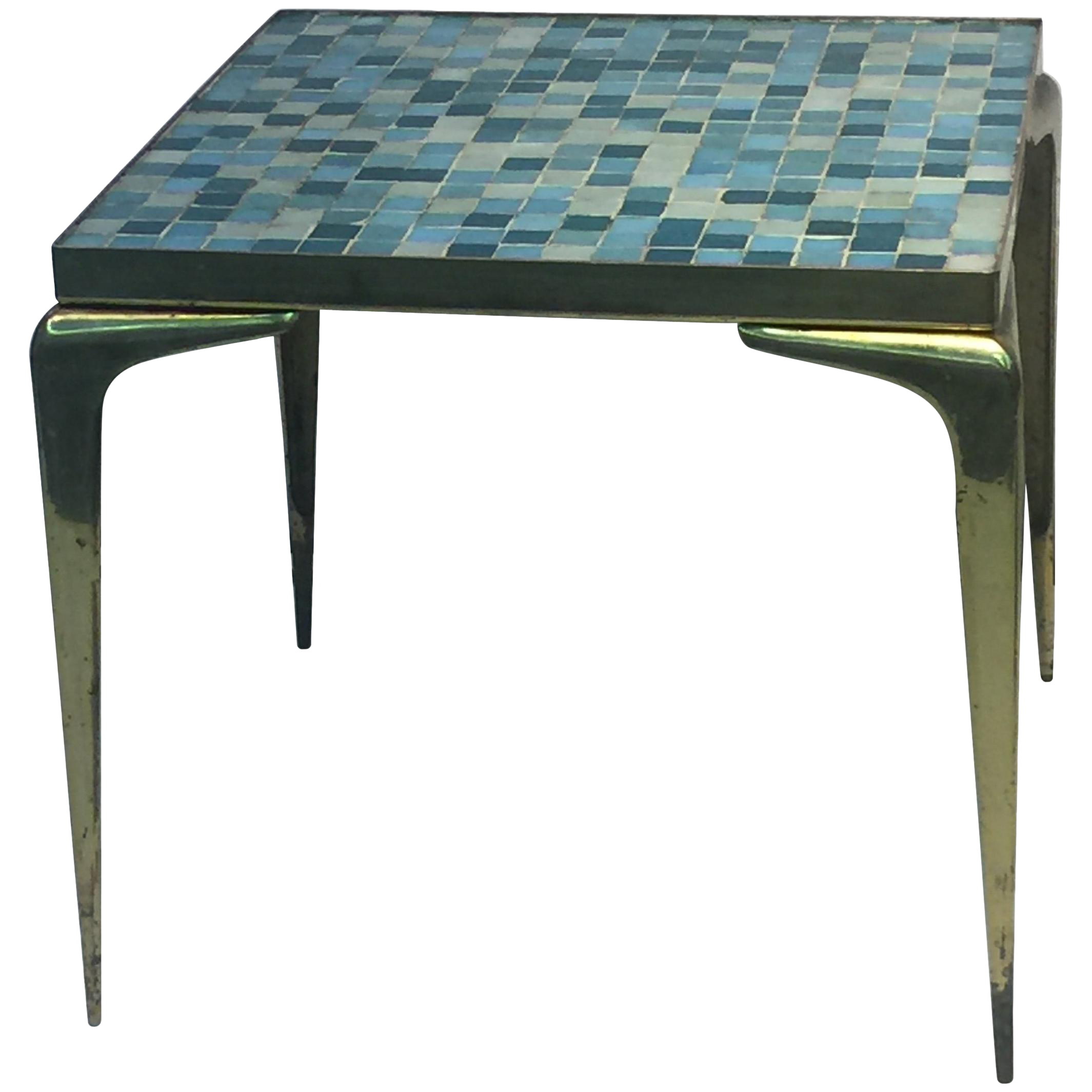 Modernist Italian Murano Glass Tile And Brass Table Chairish