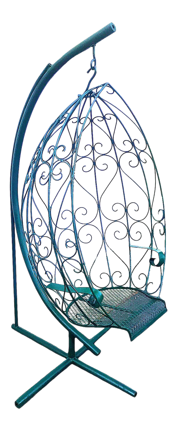 Wrought Iron Hanging Egg Chair & Stand Chairish