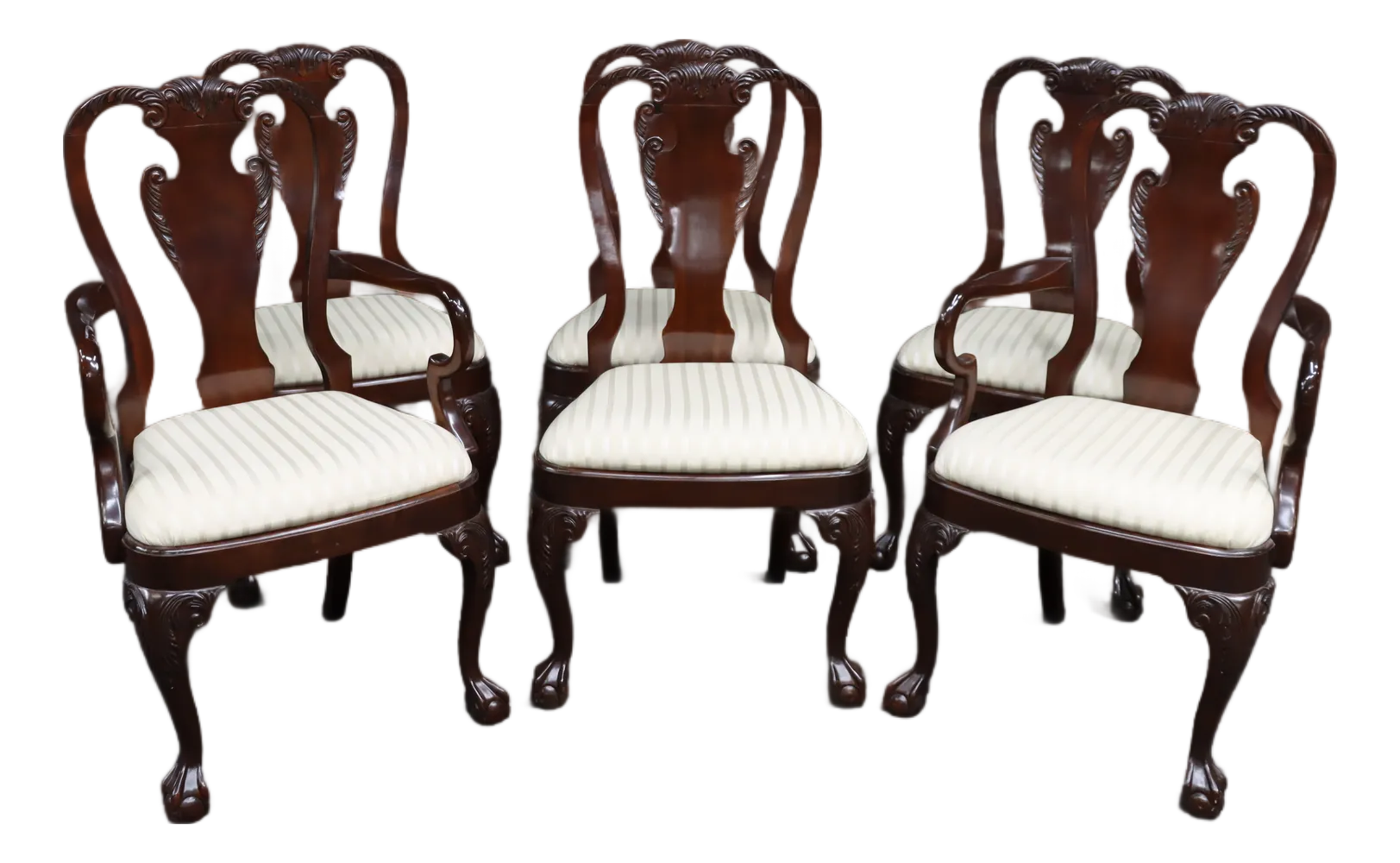 Harden Charleston Collection Cherry Georgian Claw-and-Ball Dining Chairs – Set of 6