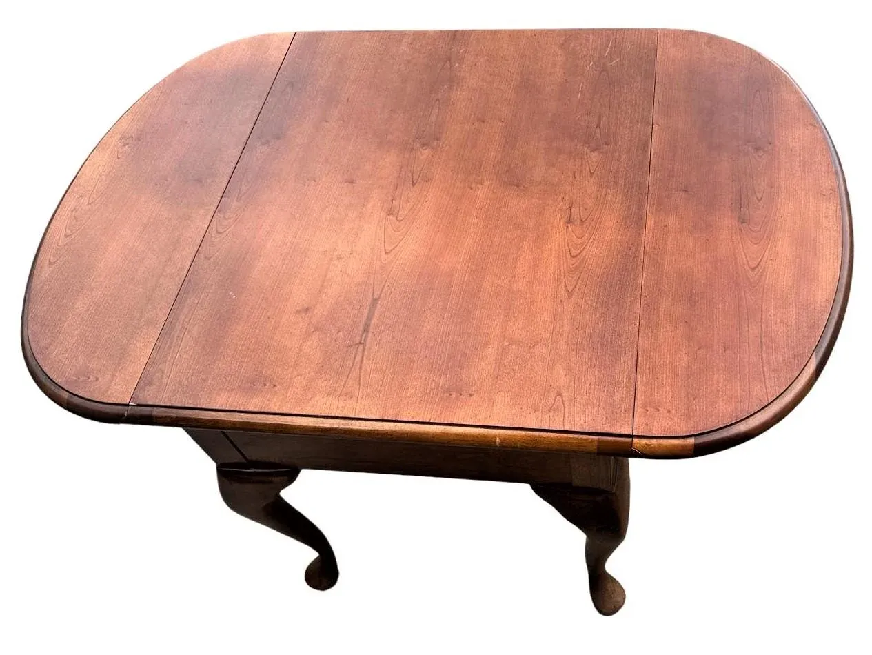 Solid Cherry Wood Drop Leaf Queen Anne Side Table by American Drew
