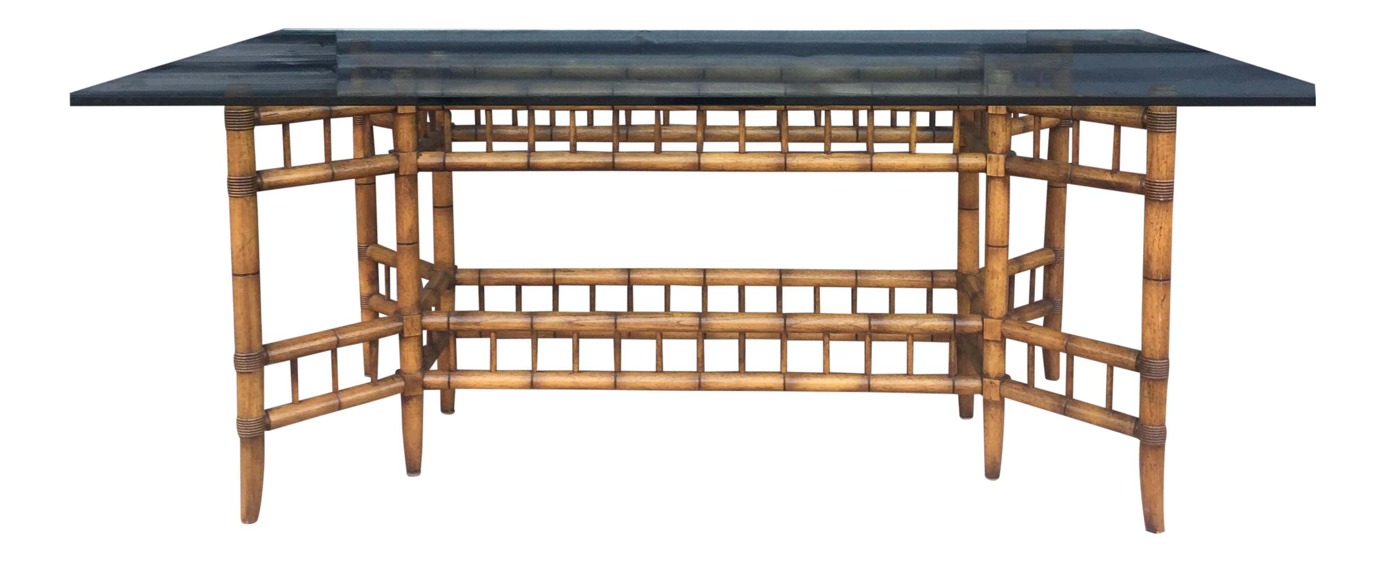 Vintage Faux Bamboo Dining Table with Glass Top Chairish