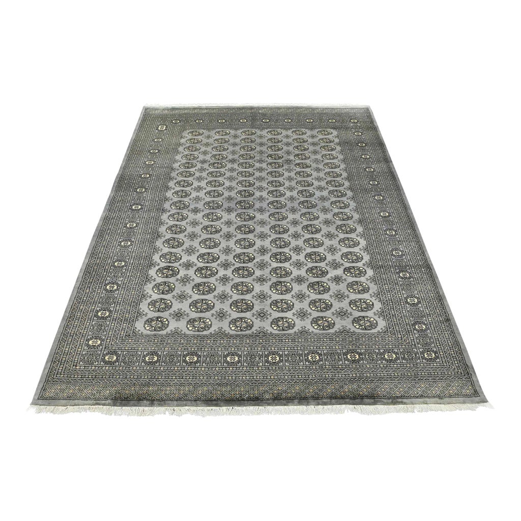 Bokhara 8'2” X 9'10” Gray Wool Tribal Hand-Knotted Oriental Rug