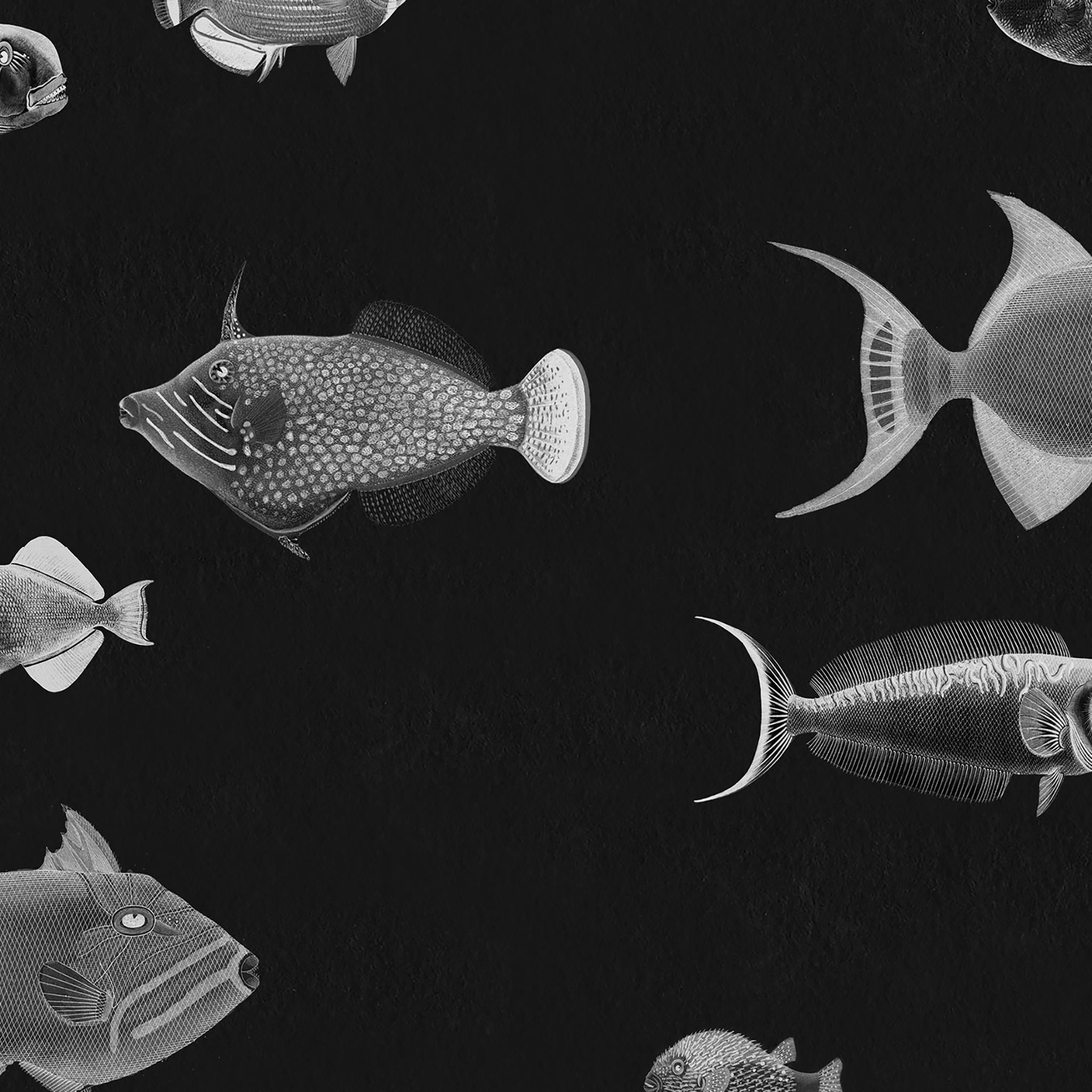 Soicher Marin School’s Out Wallpaper in Black - 3 Panels | Chairish