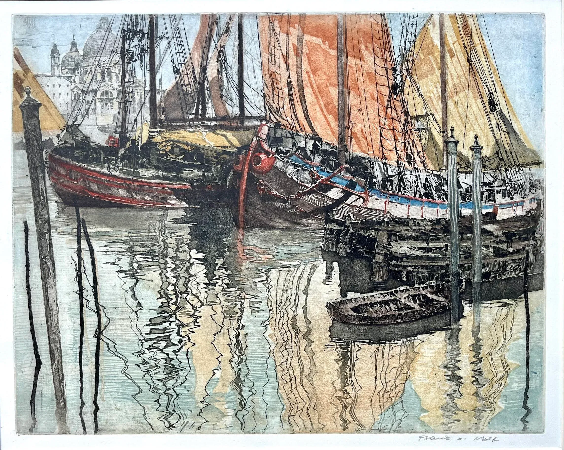 イタリア製 ゴルフ アート ART 2点 蚤の市 ヴィンテージ Italy Italian 905 Sterling Silver/Gold Flake Landscape Art Framed