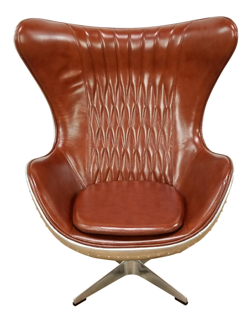 leather egg chair with ottoman on Restoration Hardware Aviator Egg Chair Chairish