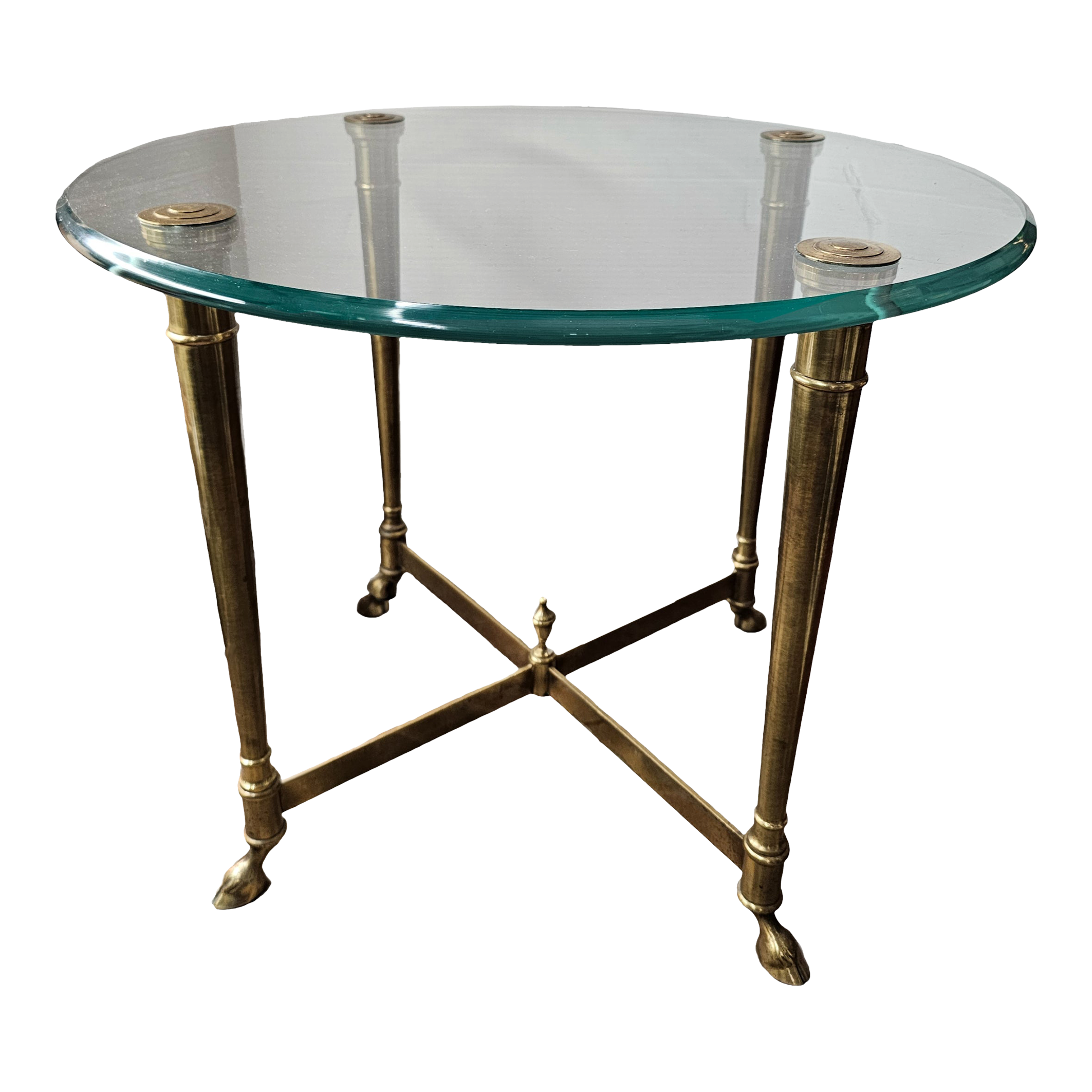 70’s Mid Century Modern La Barge Brass Tone Metal Base Side Table With